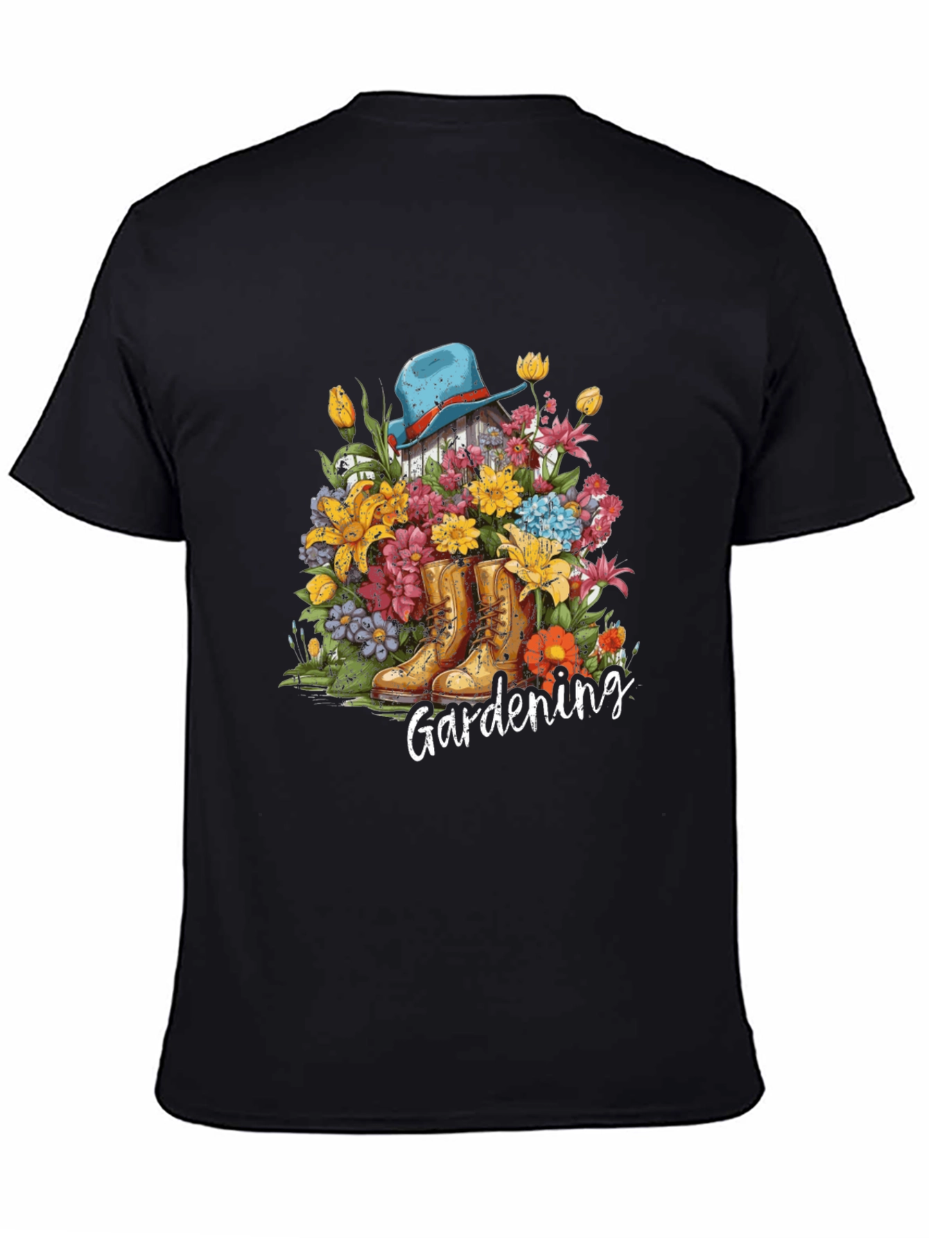 Black Gardening Flower T-Shirt view 4