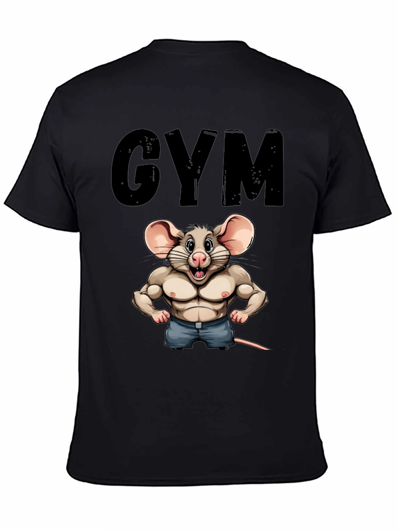 Black Funny Gym Rat T-Shirt view 4