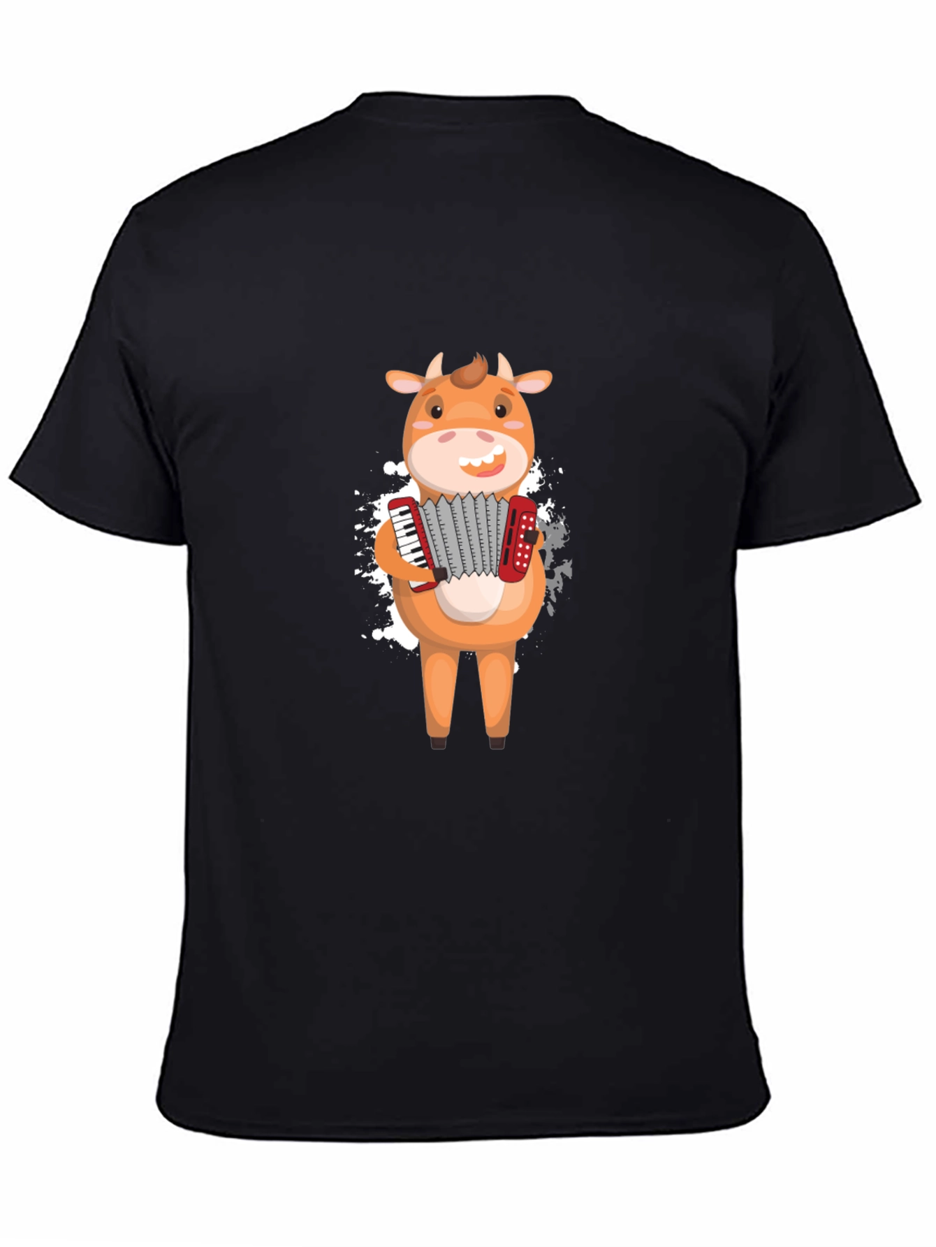 Black Cow Accordion T-Shirt - Musical Animal Tee view 4
