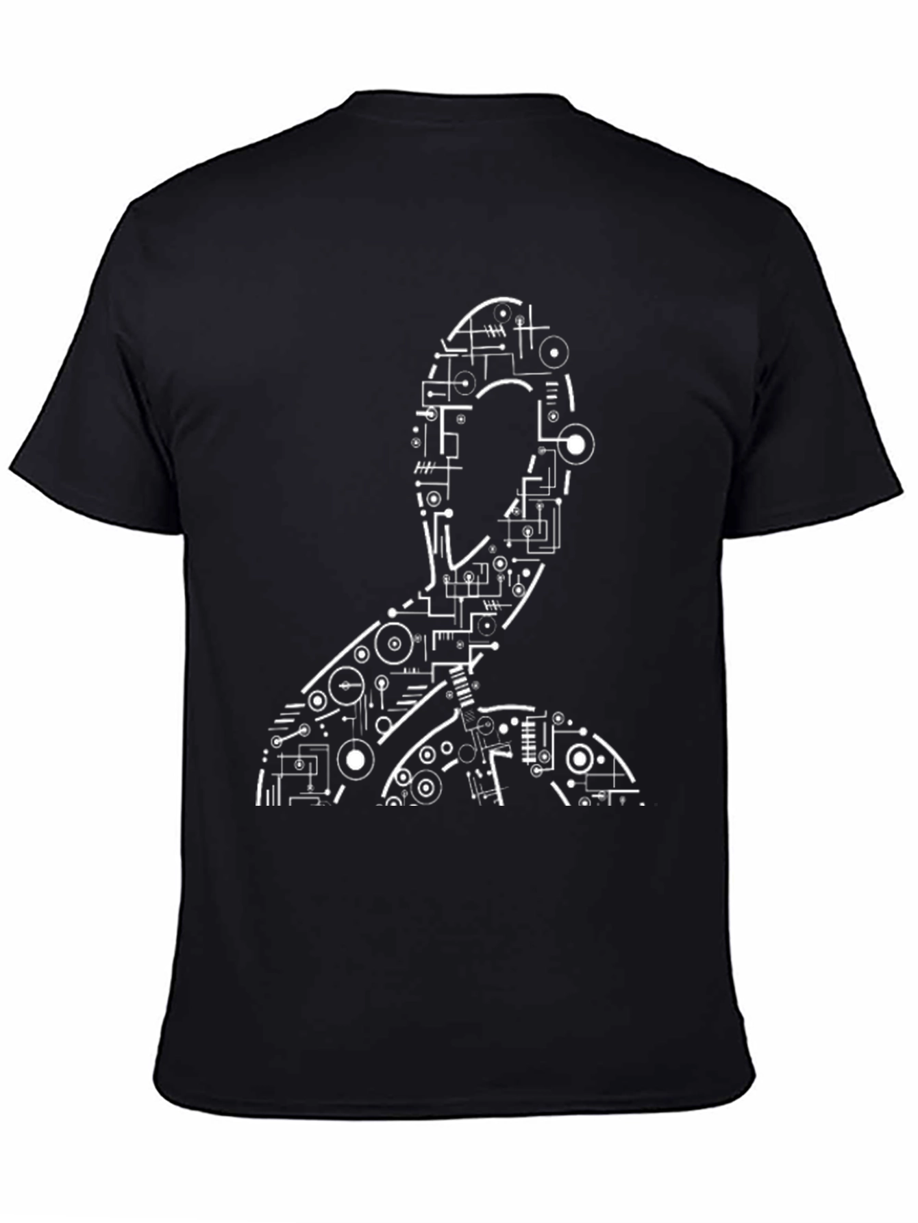 Black Abstract Circuit Man Graphic Tee - Black view 4
