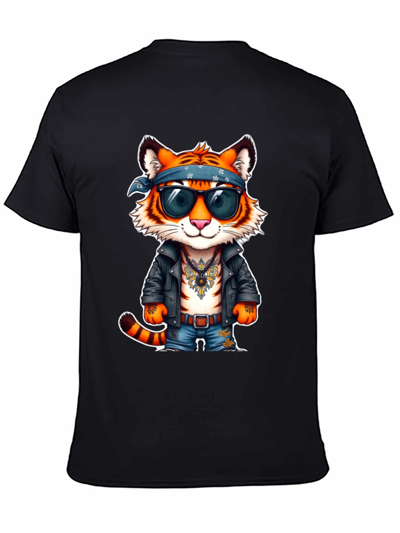 Black Cool Tiger Graphic Tee - Rocker Style view 4