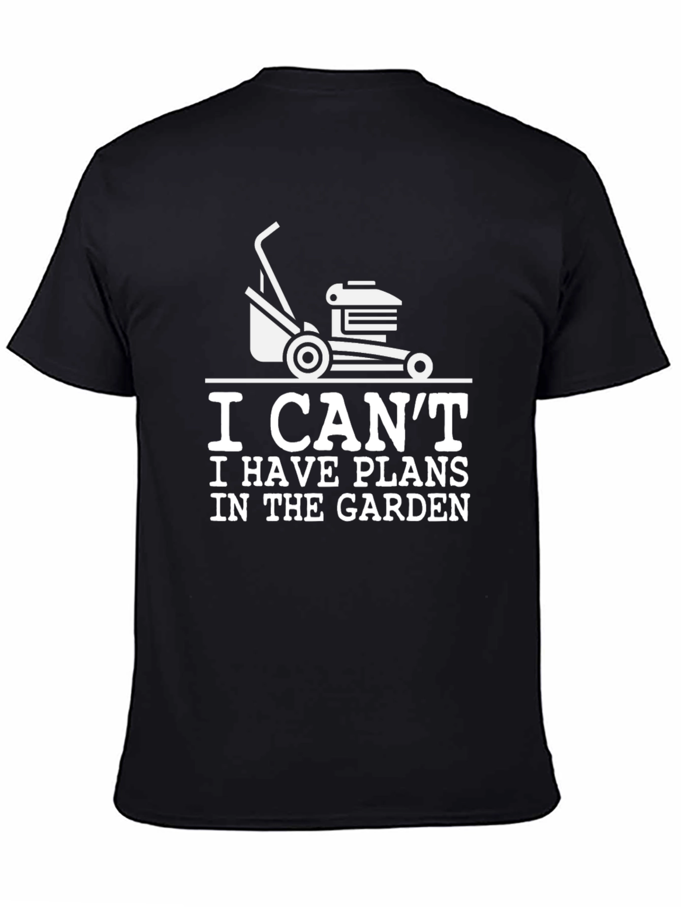 Black Gardening Plans T-Shirt - Lawn Mower Graphic Tee view 4