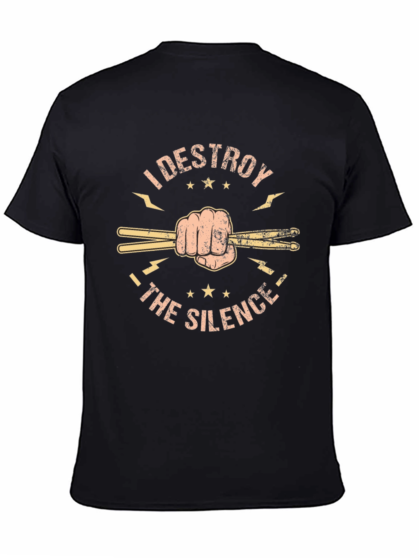 Black I Destroy the Silence Drummer T-Shirt view 4