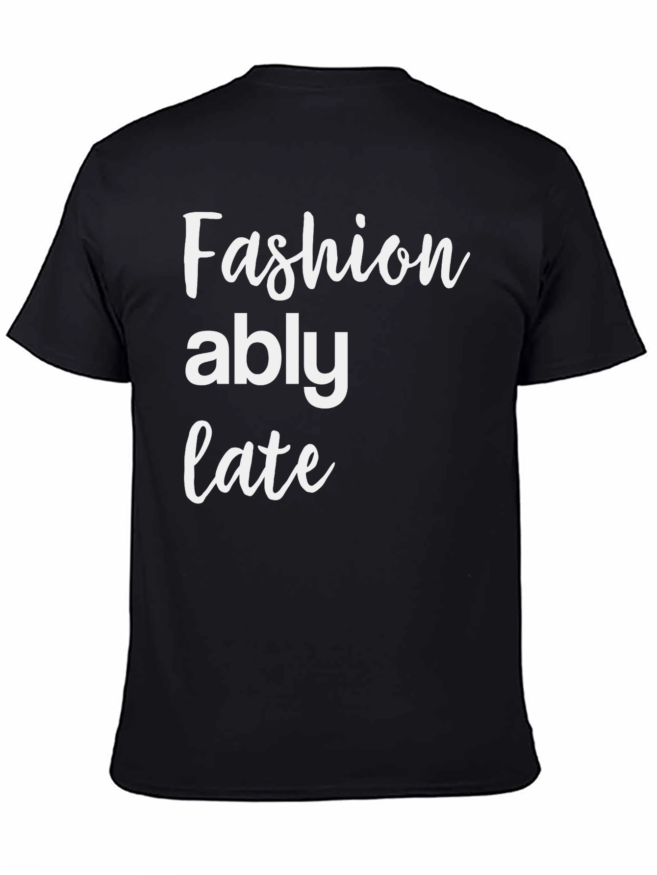 Black Fashionably Late Graphic Tee - Stylish & Comfortable view 4