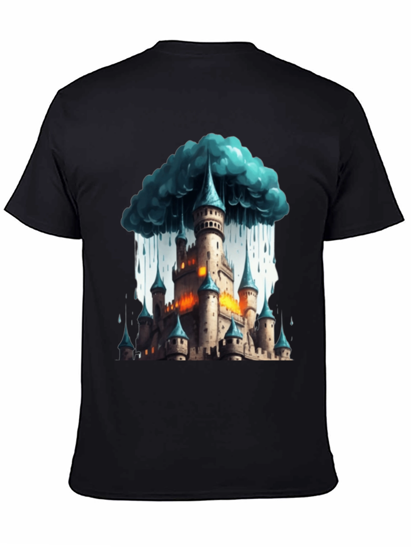 Black Fantasy Castle Storm T-Shirt view 4