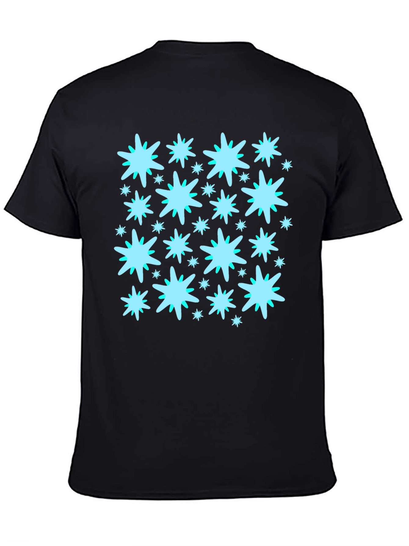 Black Starburst Pattern Black Cotton Tee view 4