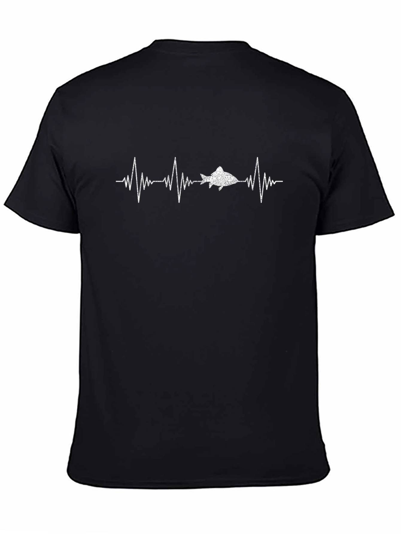 Black Fishing Heartbeat T-Shirt - Black Graphic Tee view 4