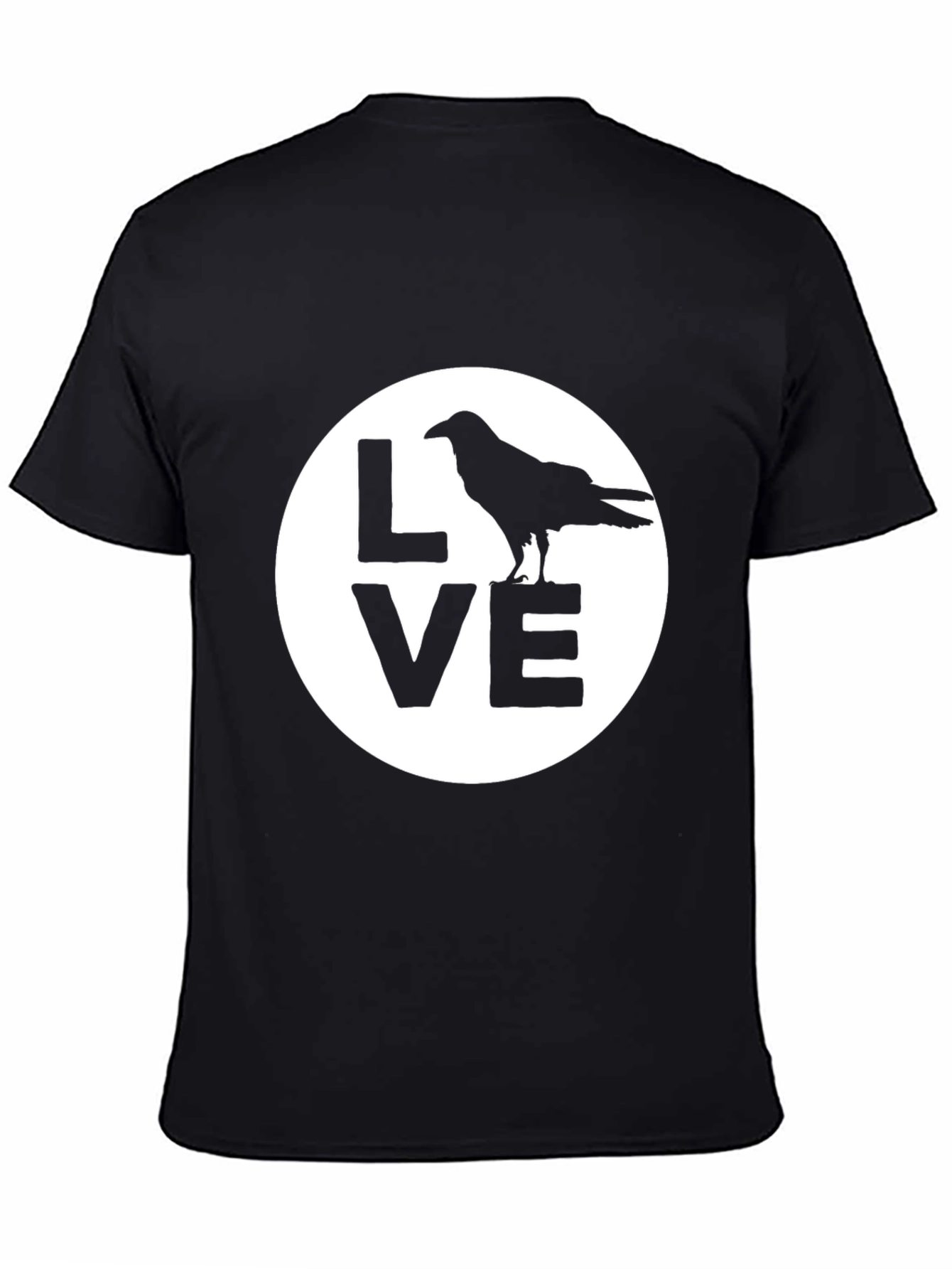 Black Raven Love T-Shirt - Black Cotton Graphic Tee view 4
