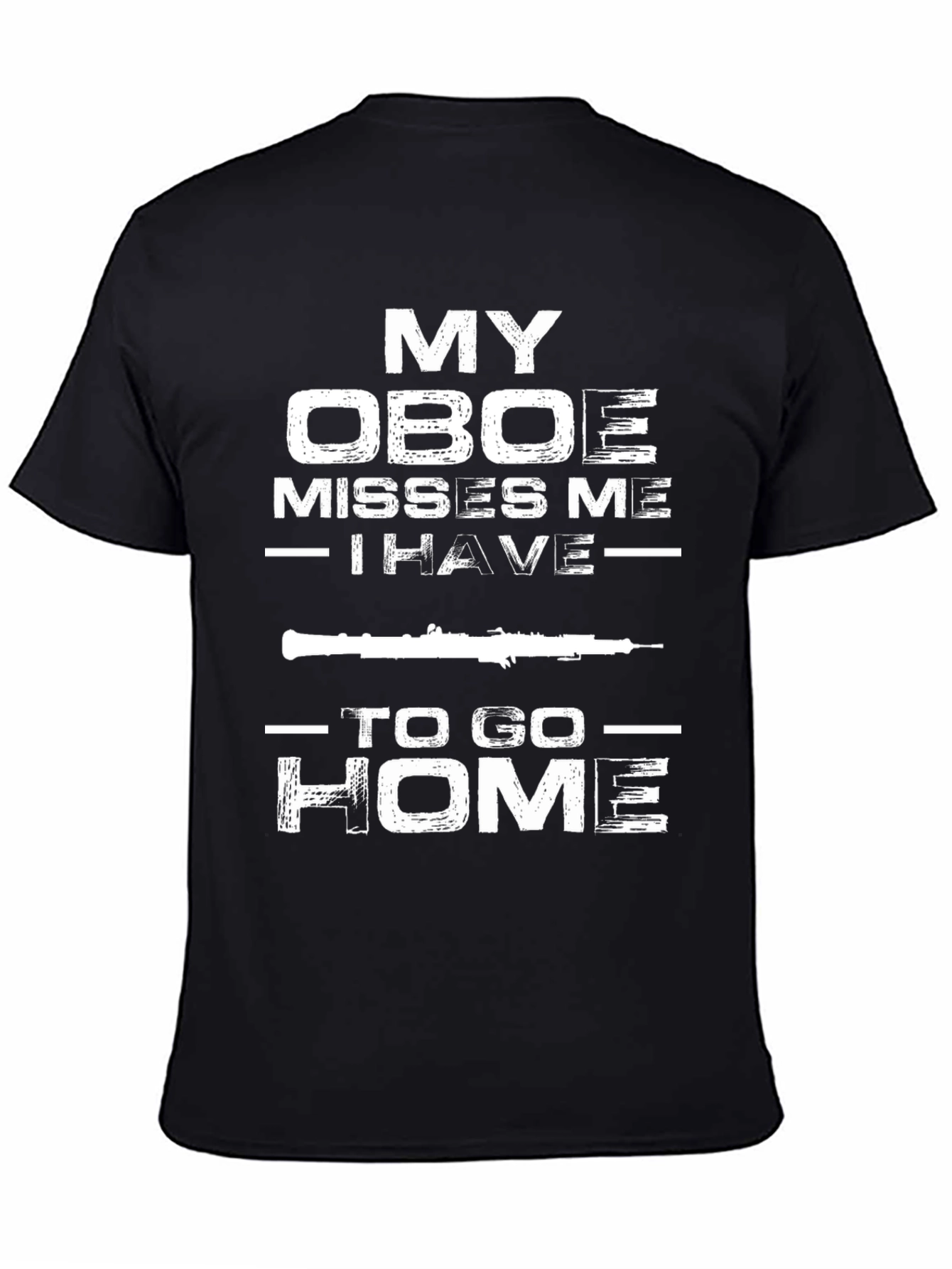 Black My Oboe Misses Me T-Shirt - Musician Gift view 4