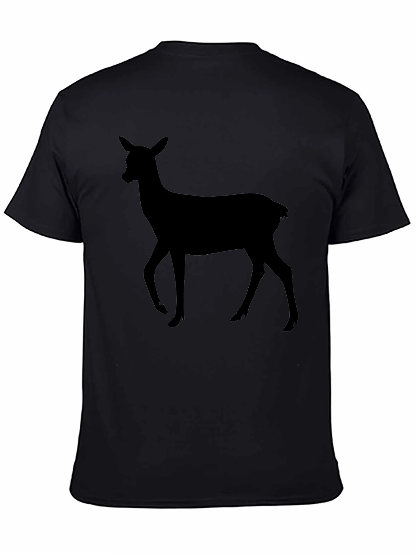 Black Deer Silhouette Black T-Shirt - Unisex Casual Tee view 4