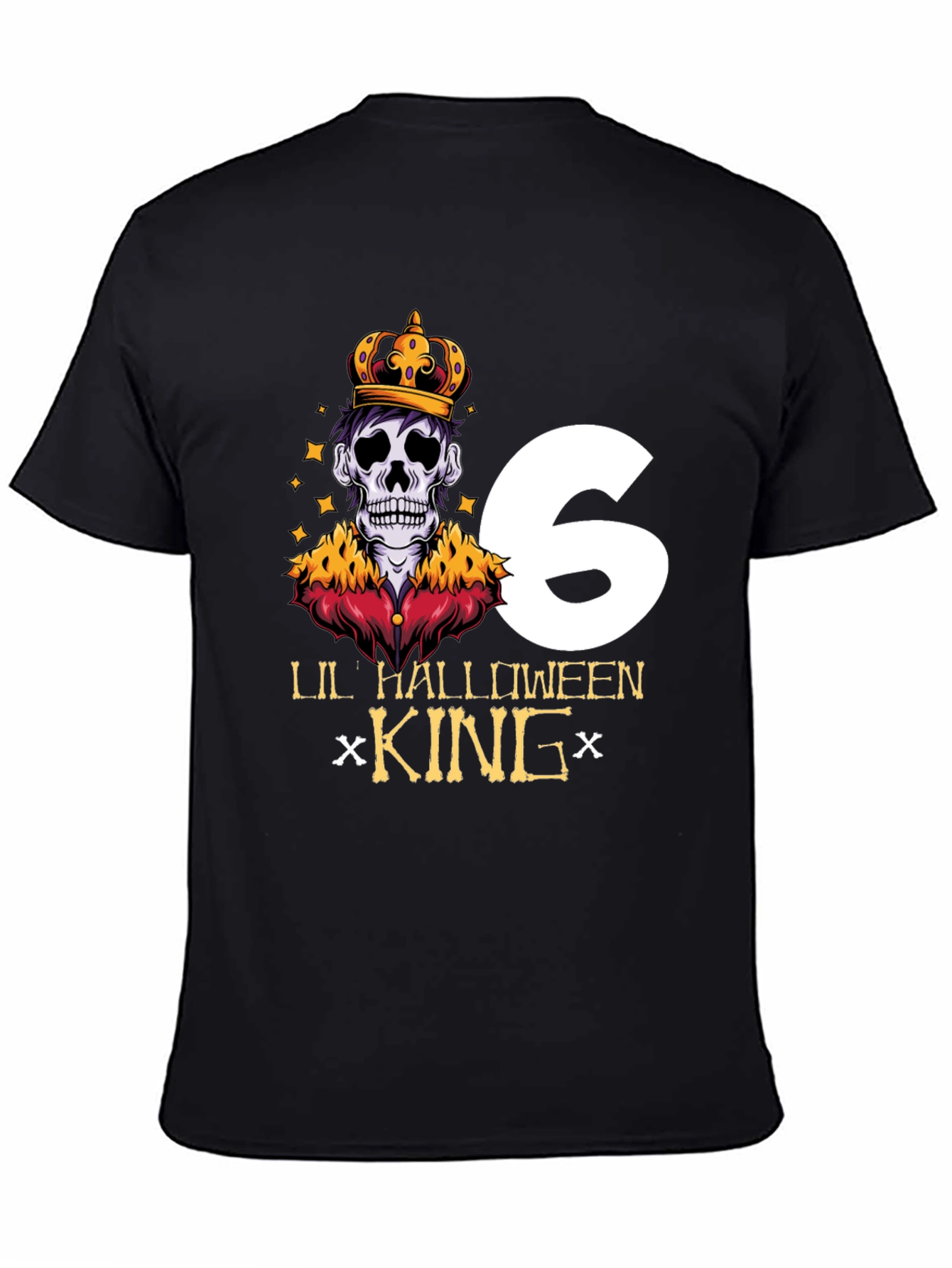Black Lil' Halloween King Sixth Birthday T-Shirt view 4