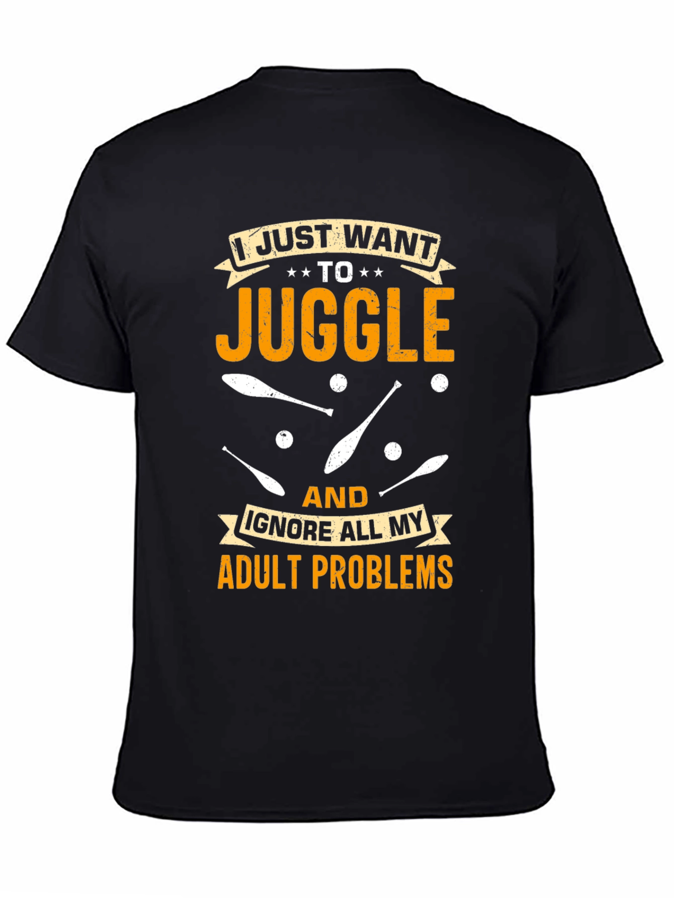 Black Juggling Adult Problems T-Shirt: Fun & Comfortable view 4