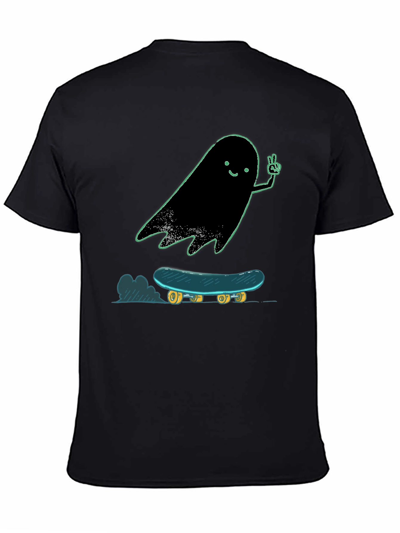 Black Ghost Skateboard Tee - Cool Graphic Print Shirt view 4