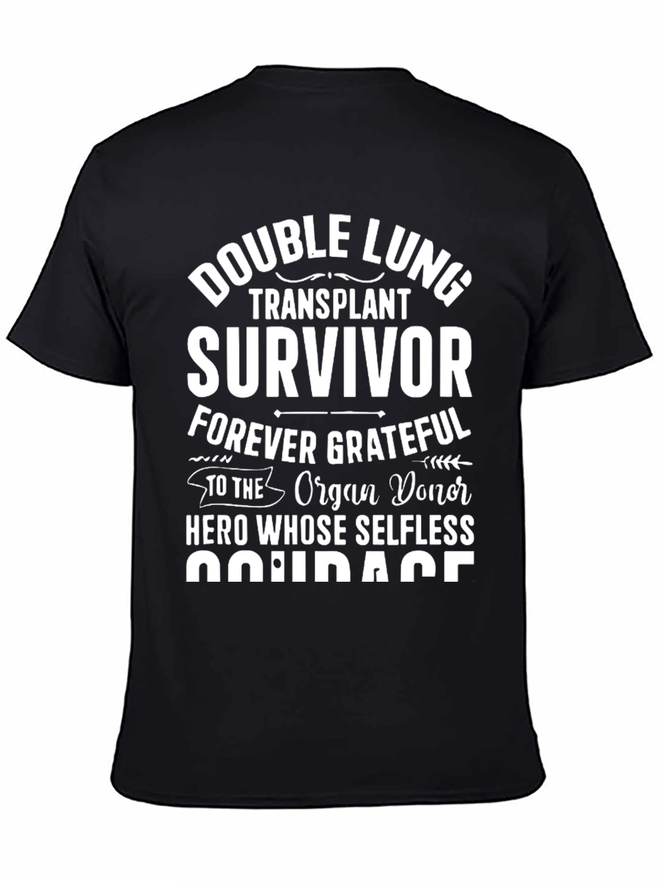 Black Double Lung Transplant Survivor T-Shirt view 4