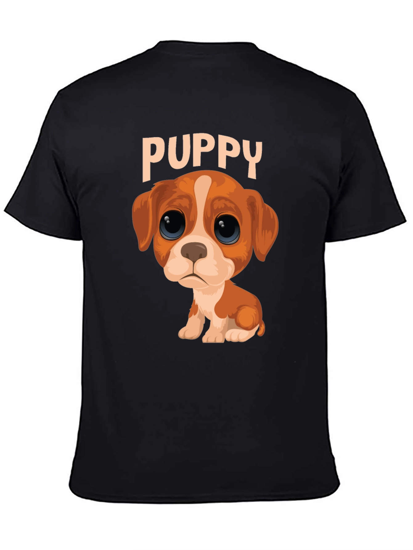 Black Cute Puppy Graphic Black T-Shirt view 4