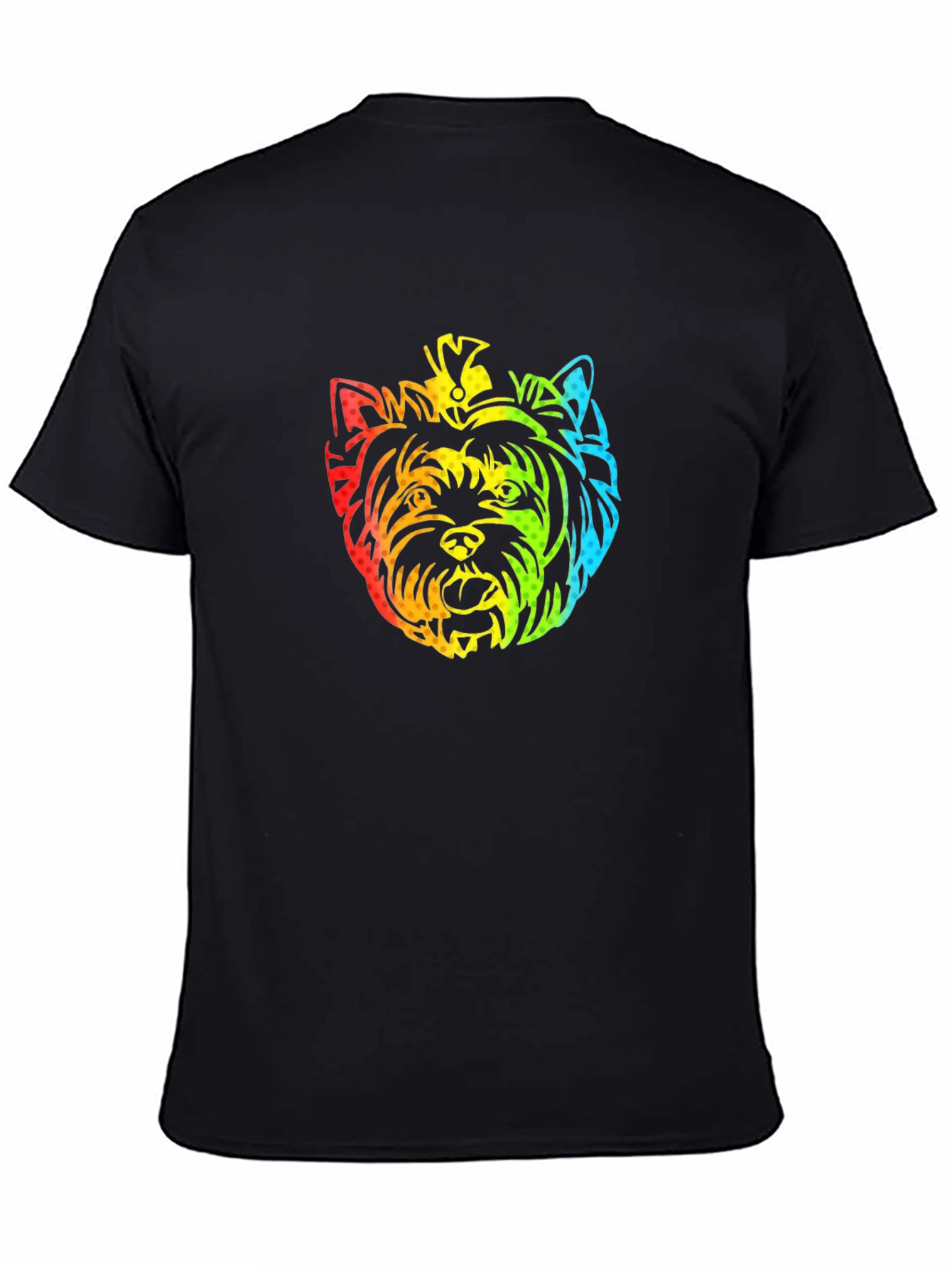 Black Rainbow Yorkshire Terrier Graphic T-Shirt view 4