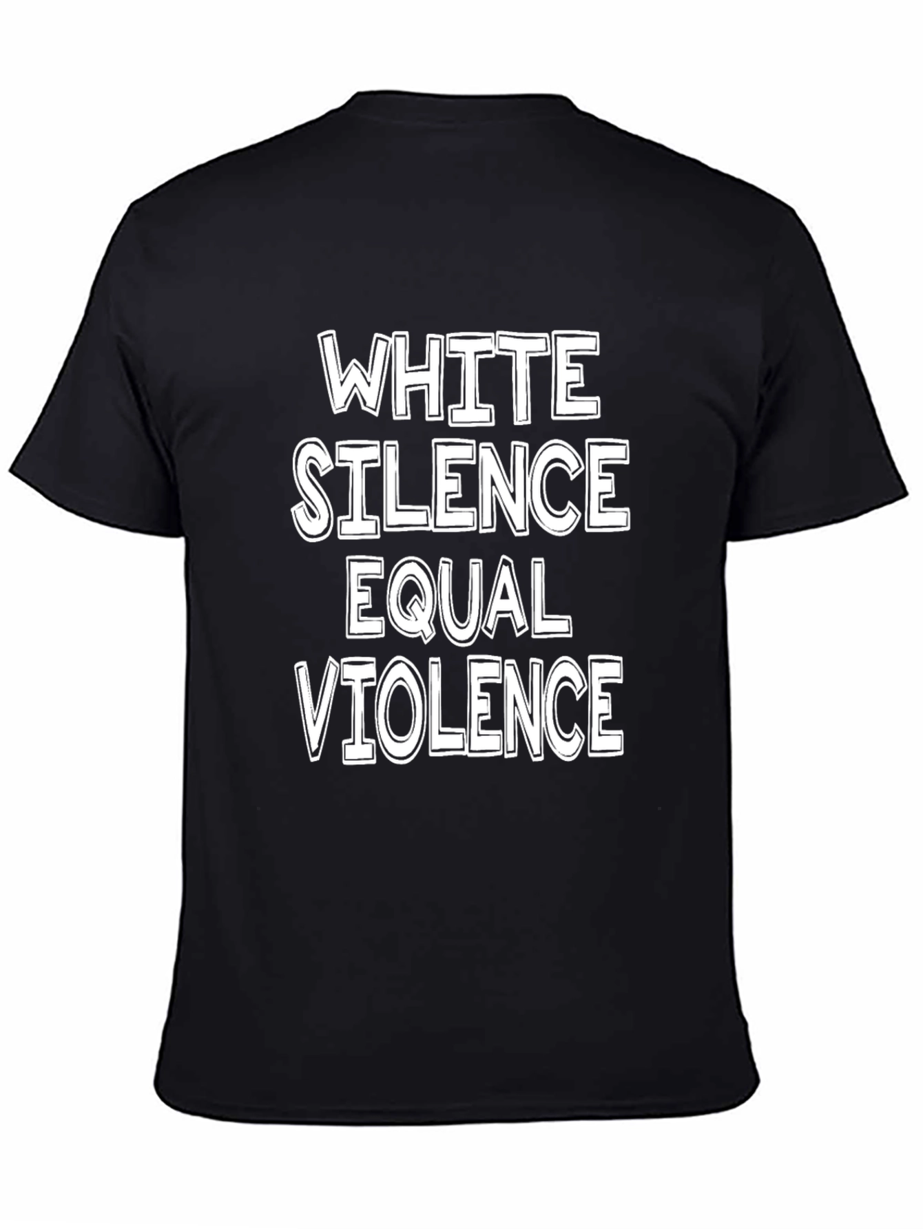 Black White Silence Equals Violence Graphic Tee view 4