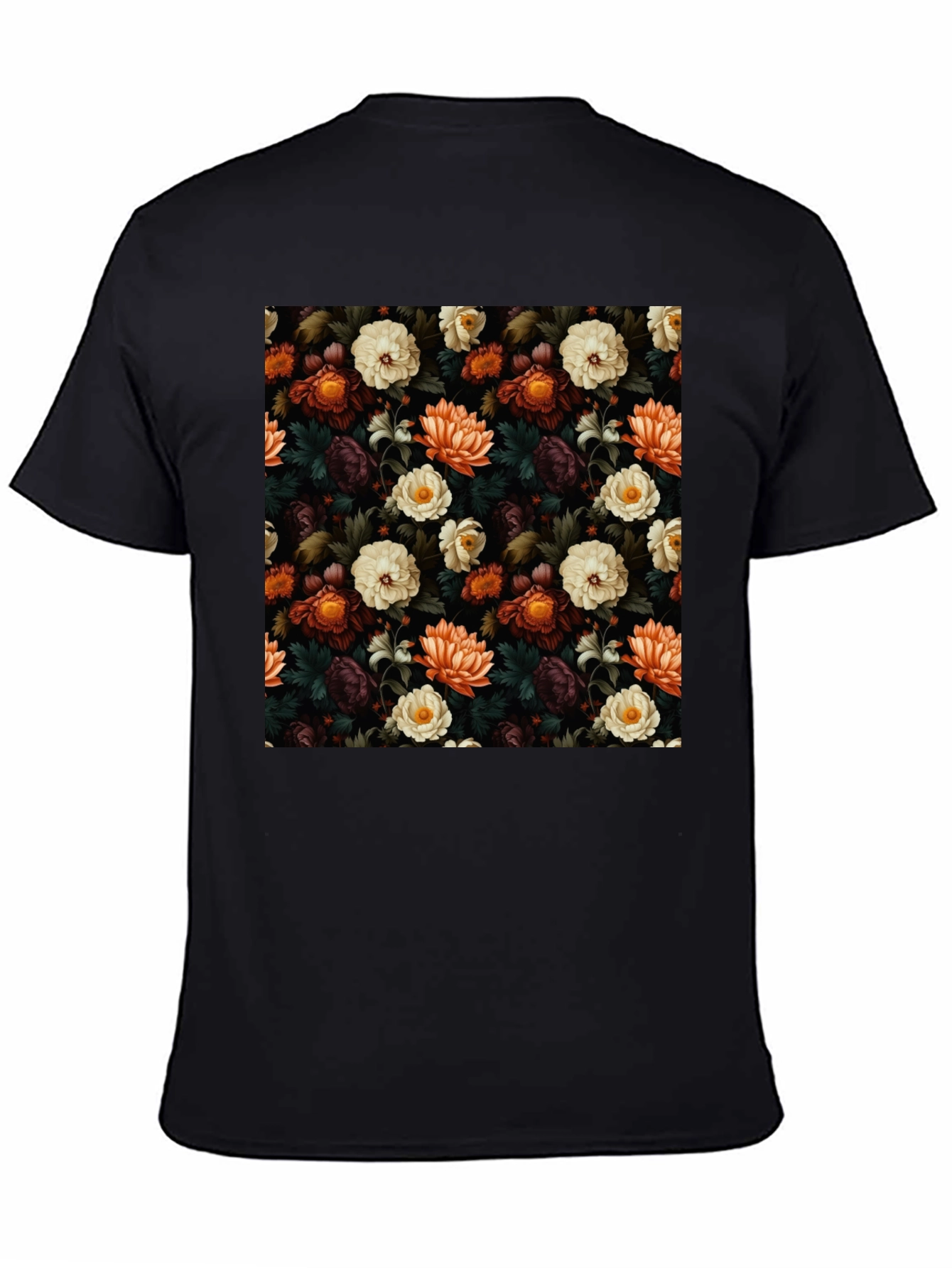 Black Floral Pattern T-Shirt view 4