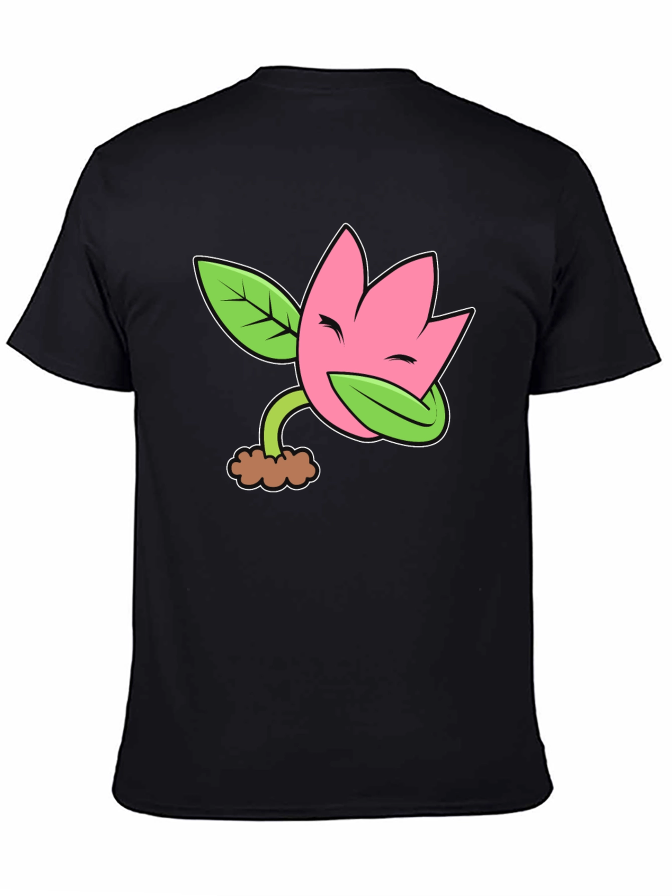 Black Funny Flower Plant Cartoon Black T-Shirt view 4