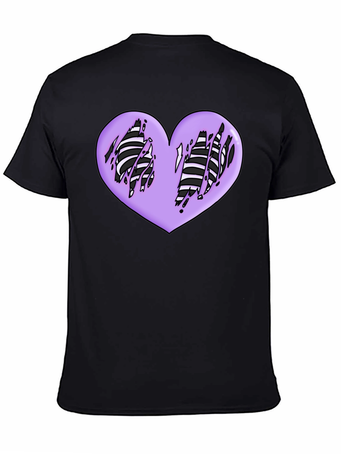 Black Ripped Heart Graphic Black T-Shirt view 4