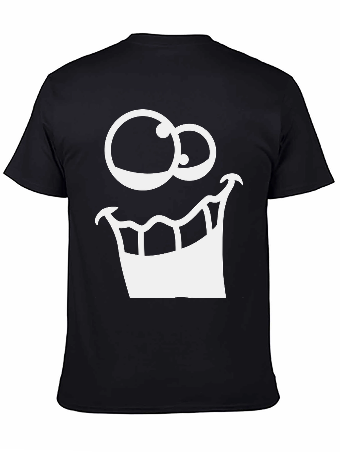 Black Cartoon Face Graphic Tee - Black Cotton T-Shirt view 4