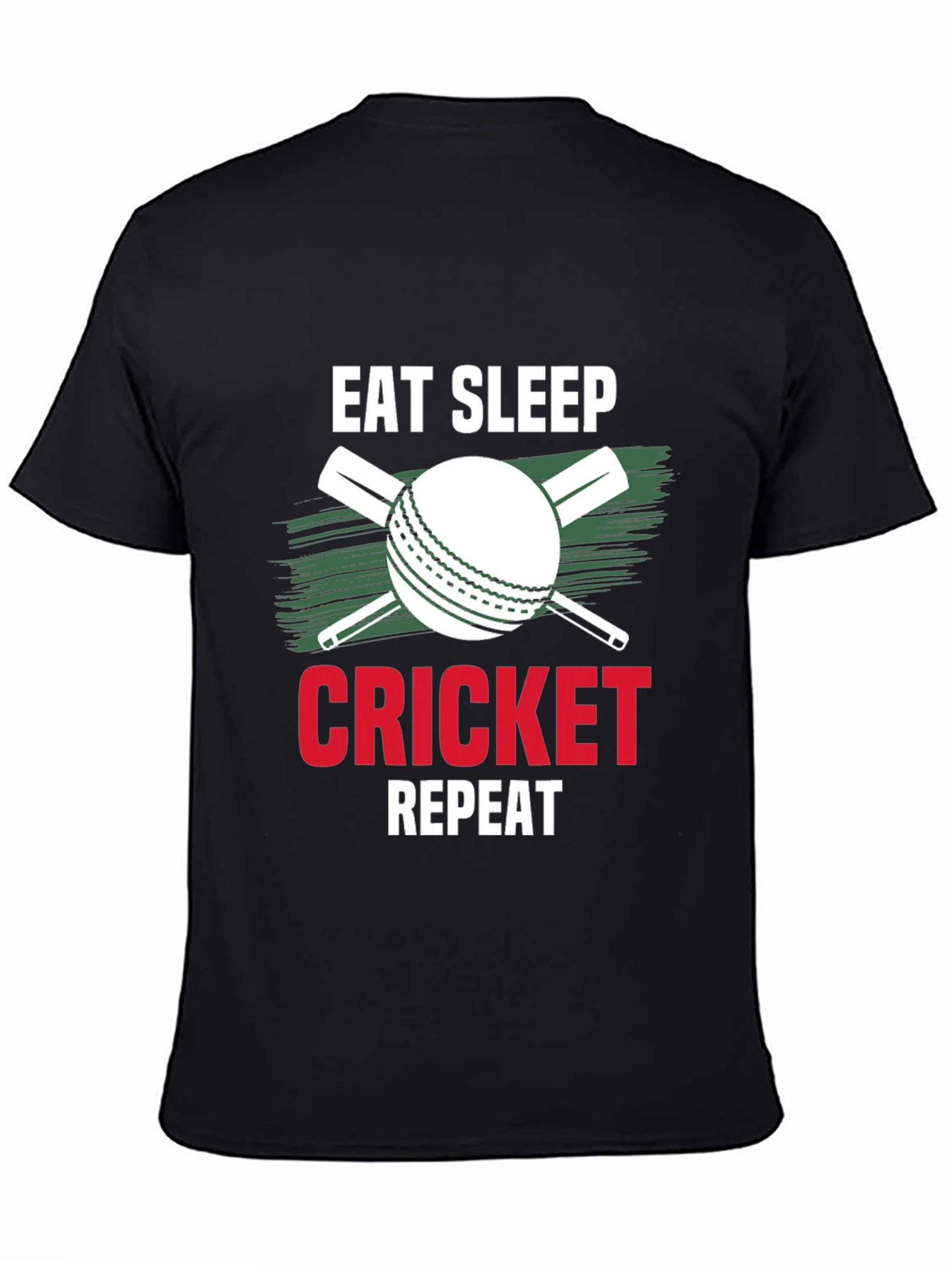 Black Eat Sleep Cricket Repeat Graphic Tee view 4