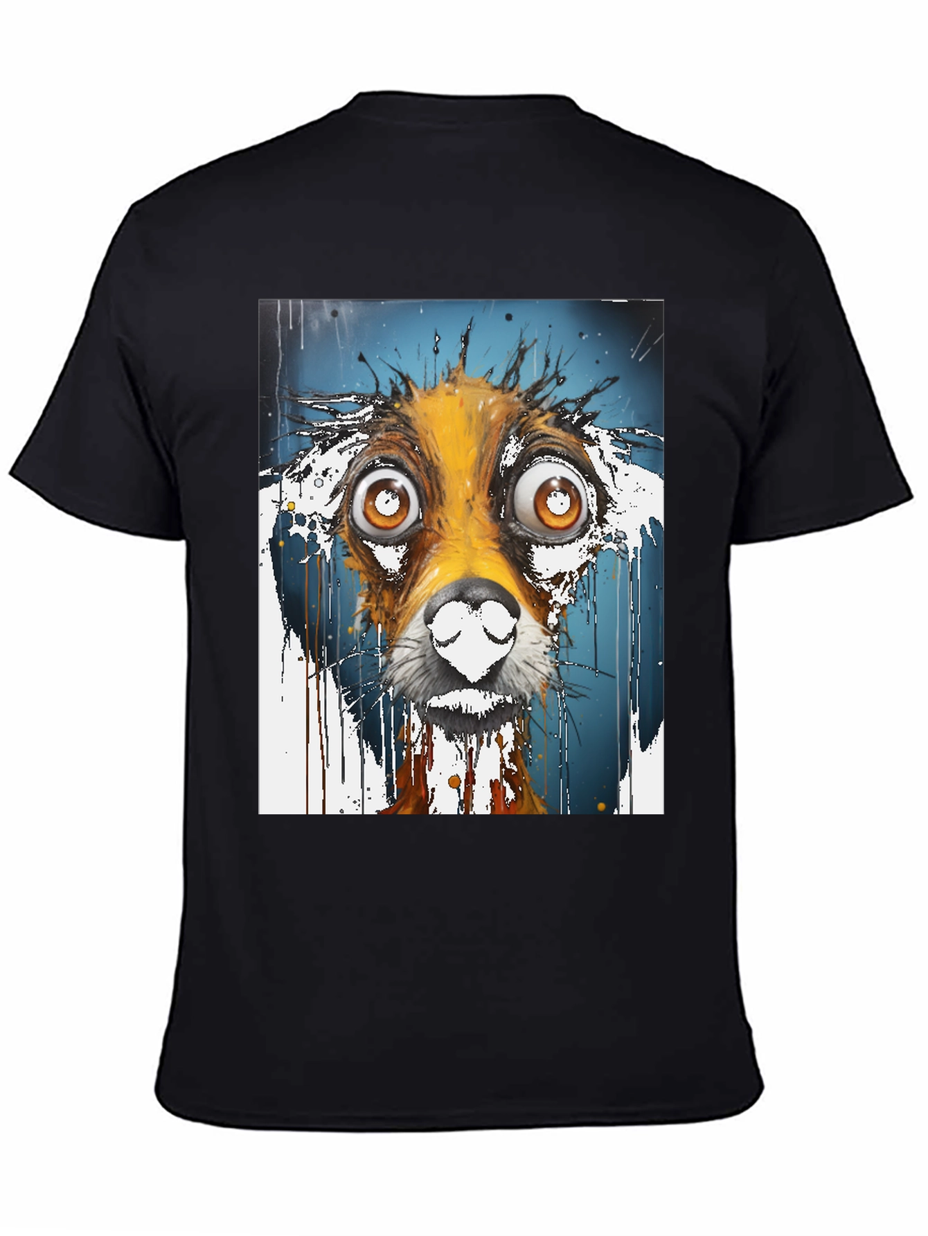 Black Dog Art Graphic Tee - Unisex Black Cotton T-Shirt view 4