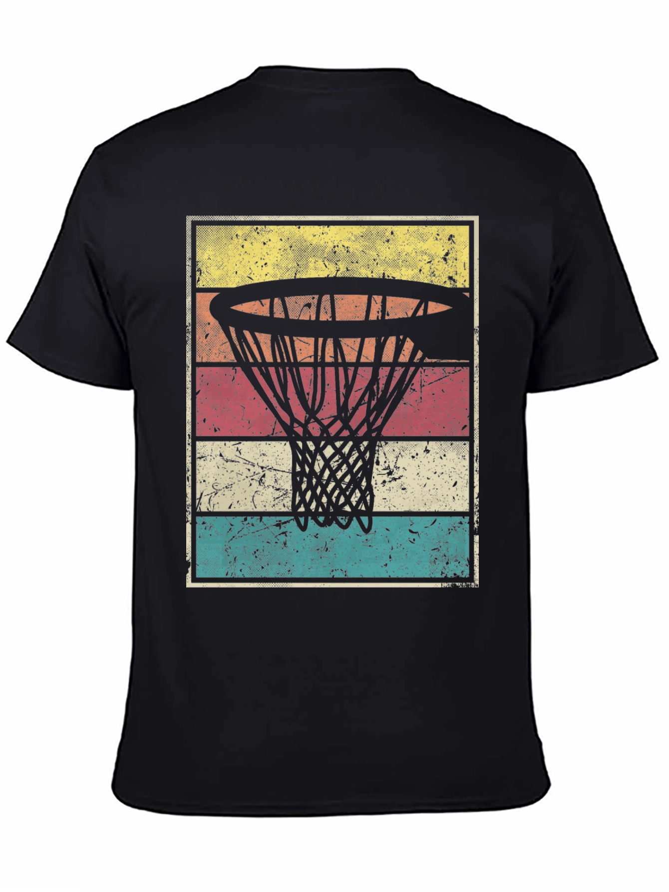Black Retro Basketball Hoop Graphic T-Shirt view 4