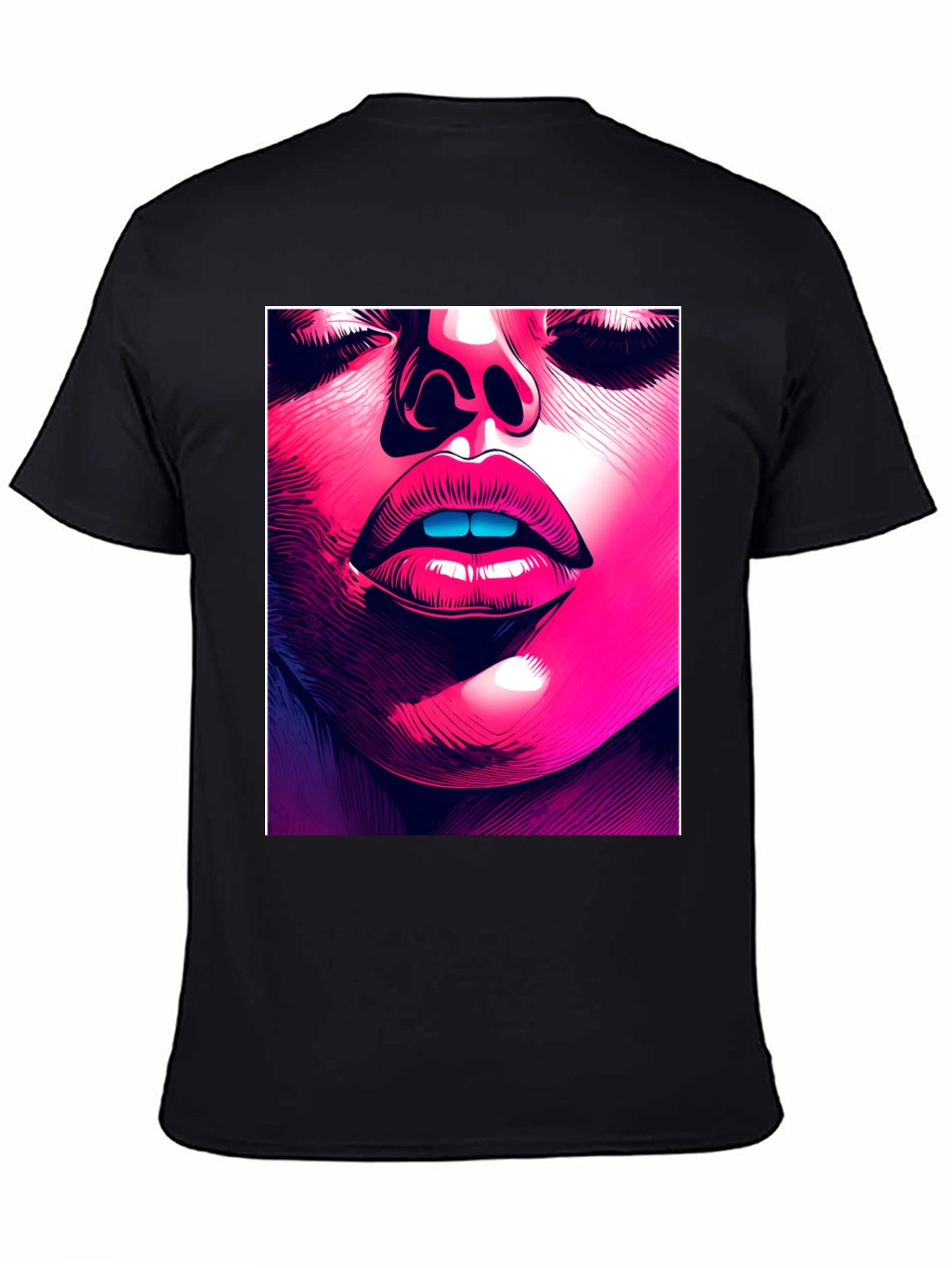 Black Abstract Face Graphic Tee - Stylish Black T-Shirt view 4
