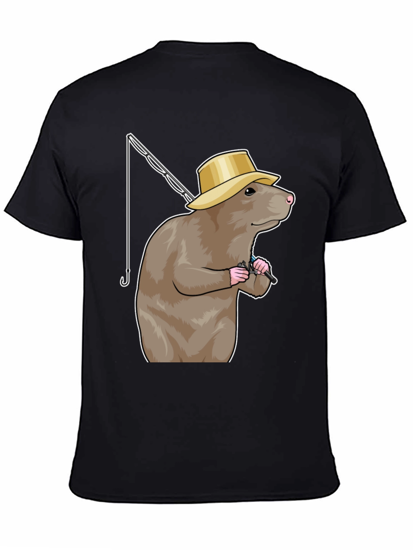 Black Fishing Rodent Black Cotton Tee view 4