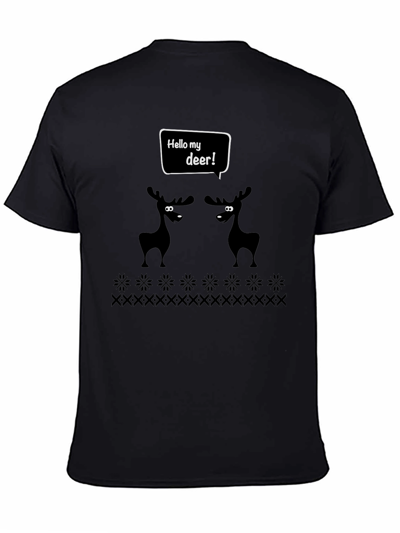 Black Hello My Deer Graphic Tee - Black Cotton T-Shirt view 4
