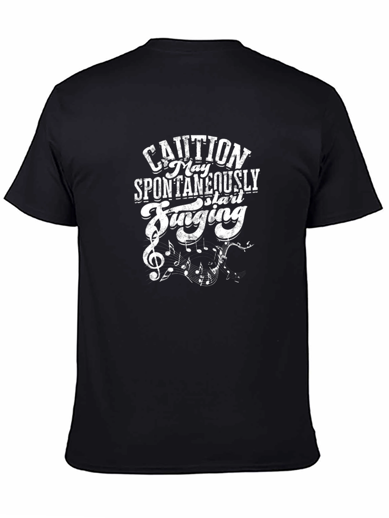 Black Caution May Spontaneously Start Singing Black T-Shirt view 4