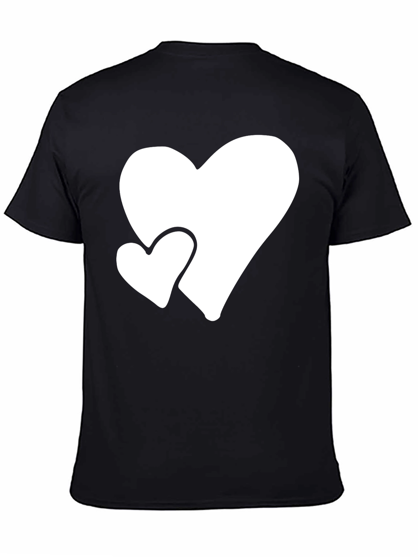 Black Black T-Shirt with White Hearts view 4