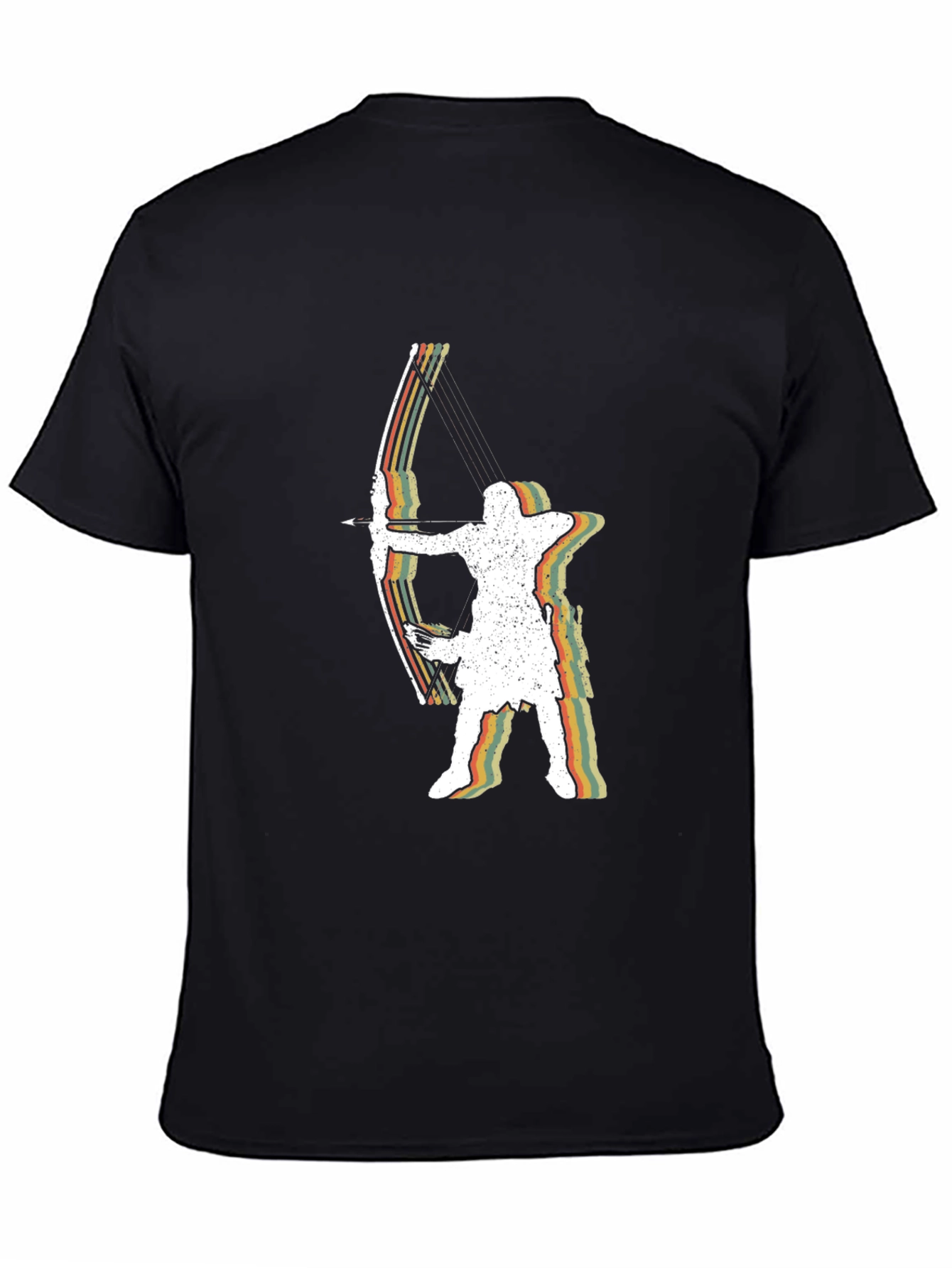 Black Retro Archer Graphic Tee - Black Cotton T-Shirt view 4