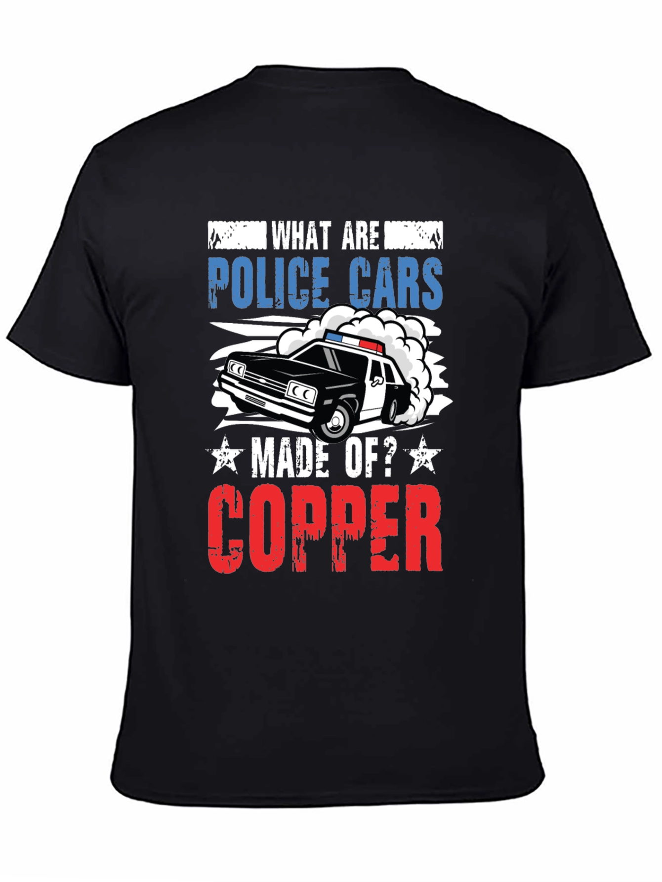 Black Police Car Humor Graphic T-Shirt view 4