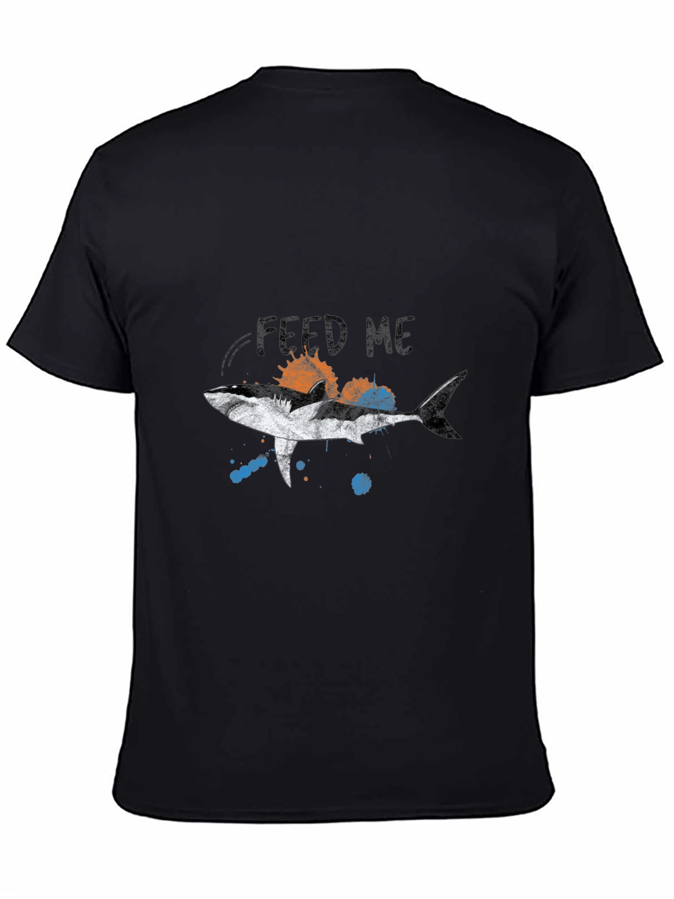 Black Feed Me Shark Graphic Tee - Black view 4