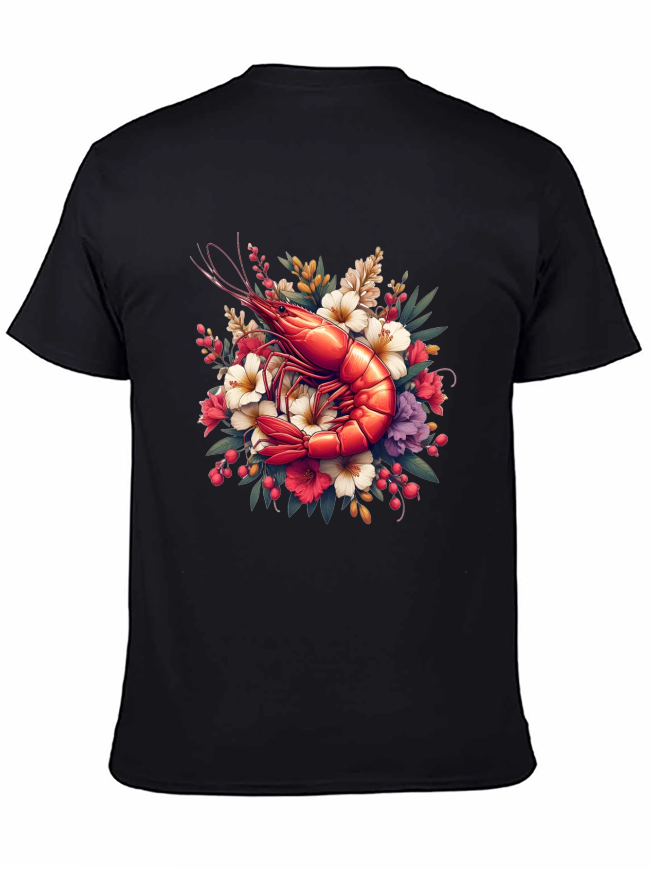 Black Shrimp Floral Graphic Tee view 4