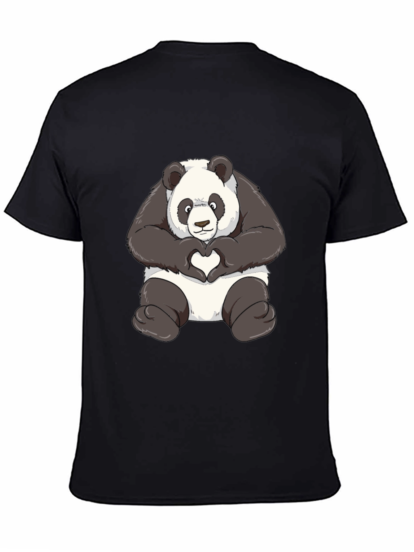 Black Panda Heart Hands Graphic T-Shirt - Black view 4