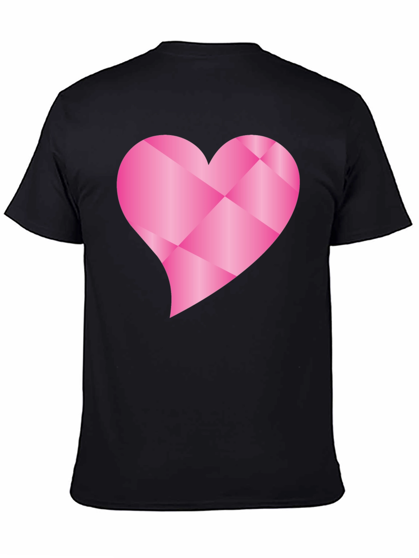 Black Geometric Pink Heart Graphic Black T-Shirt view 4