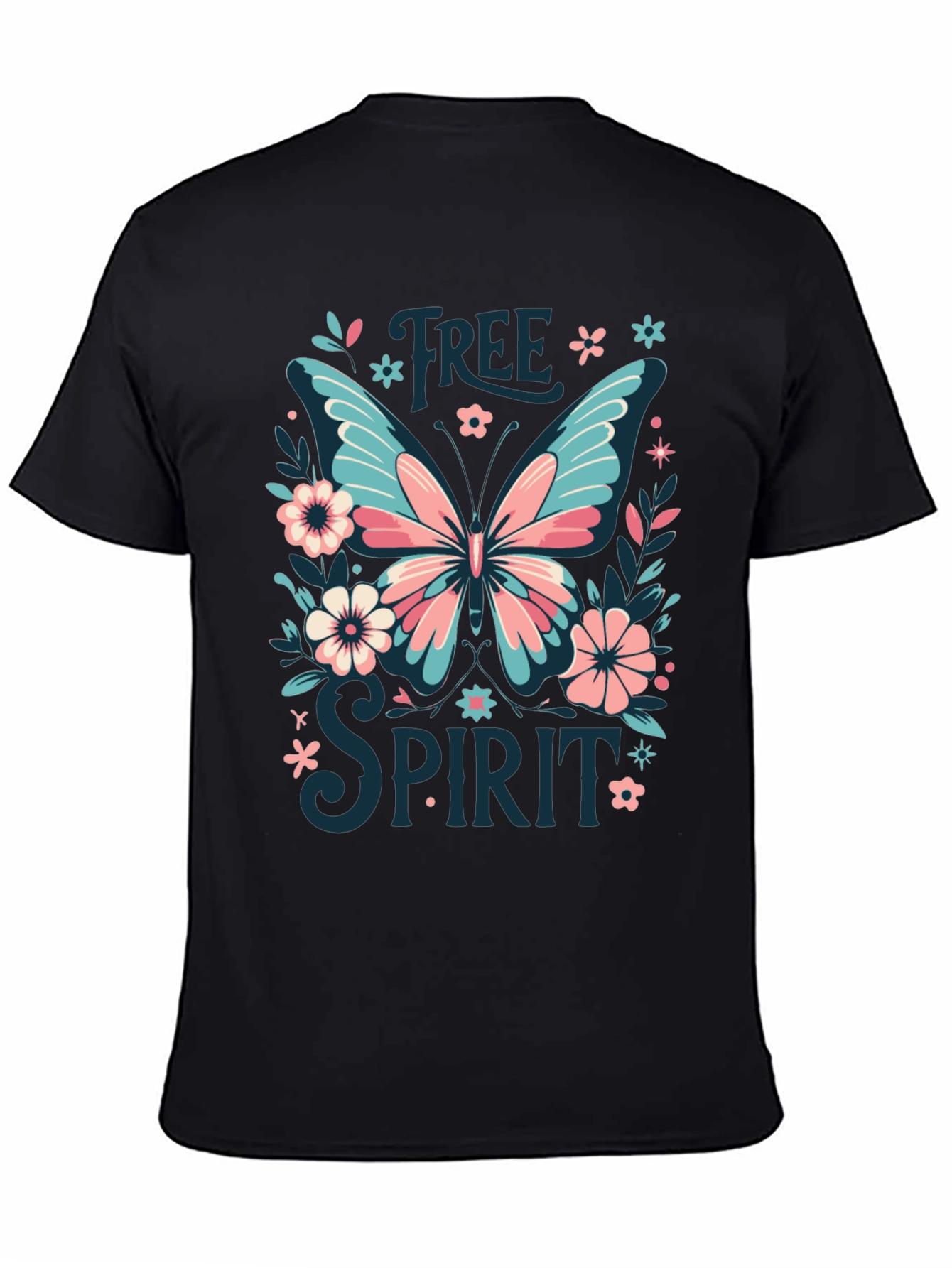 Black Free Spirit Butterfly Graphic Tee - Black view 4