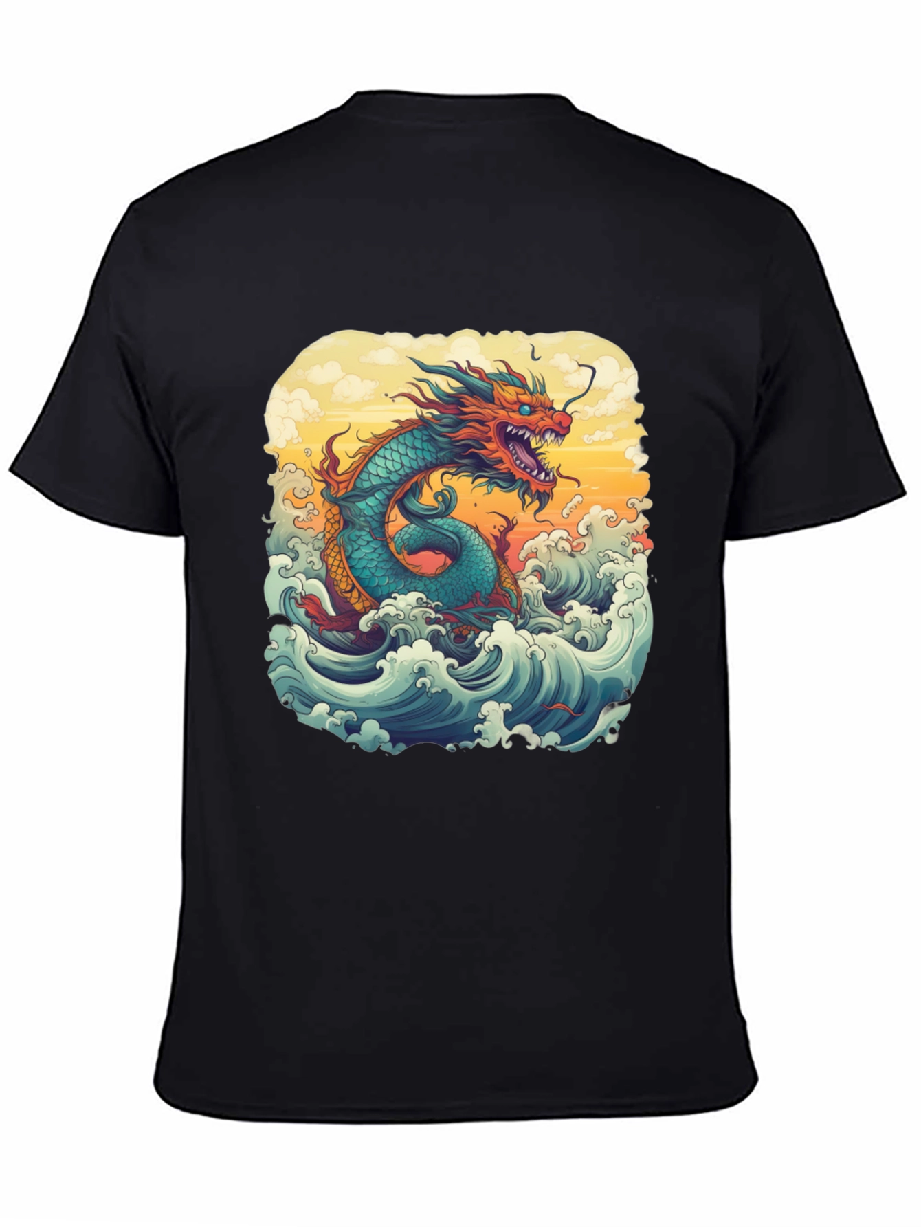 Black Dragon Wave Graphic Tee - Unique Design view 4