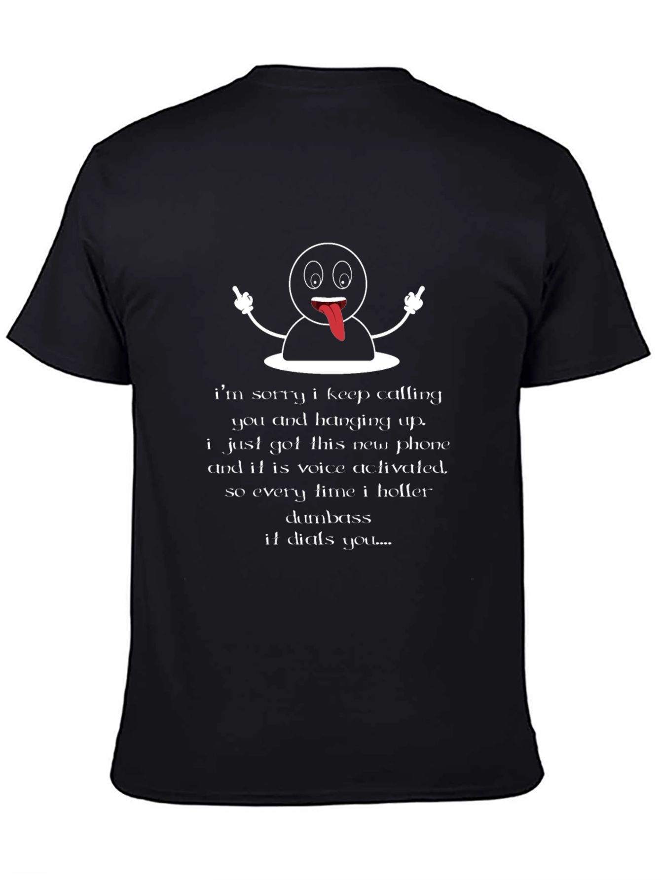 Black Funny T-Shirt: Voice Activated Phone view 4