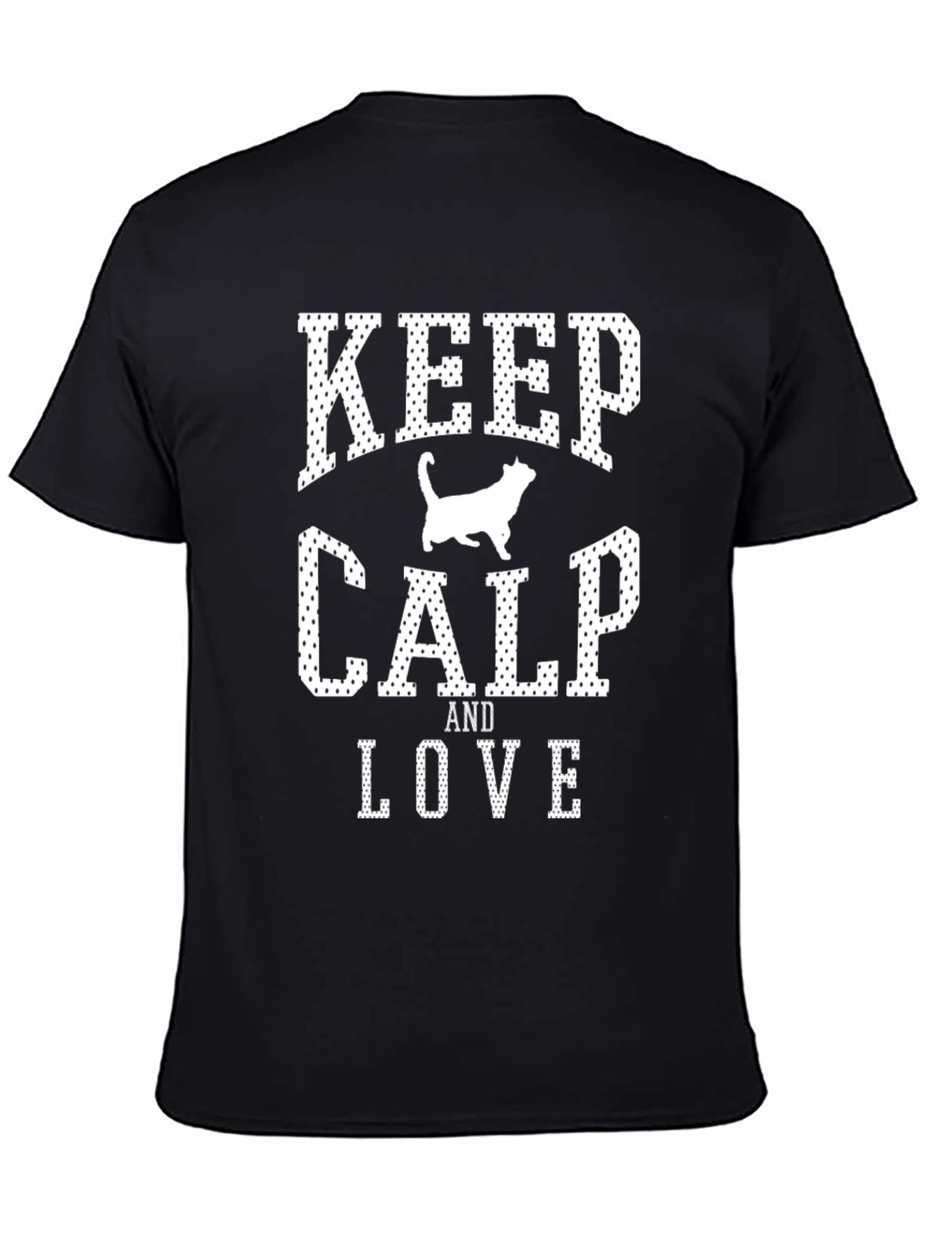 Black Keep Calp and Love Cat Graphic T-Shirt view 4