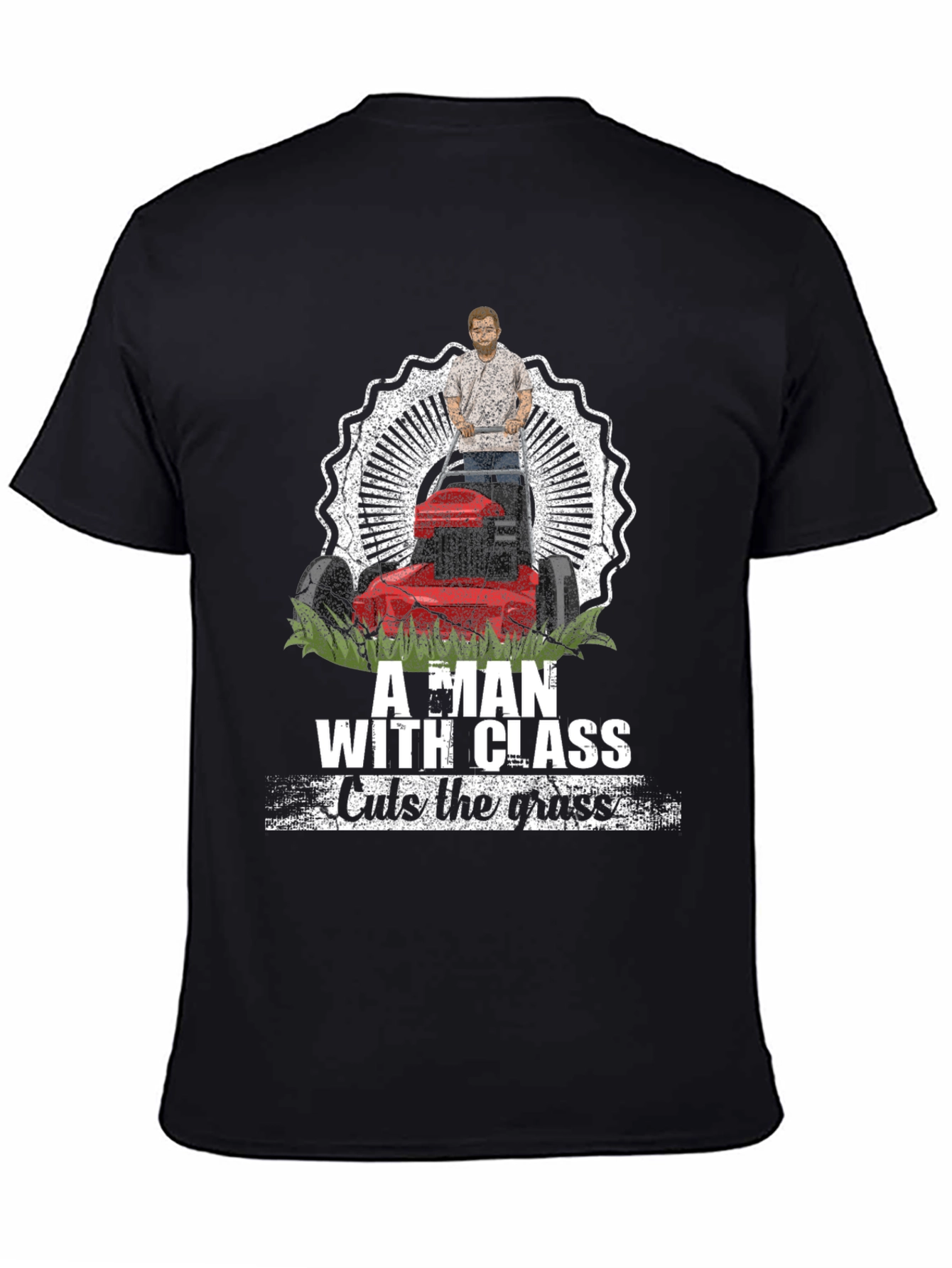 Black Classy Lawn Mower Tee view 4
