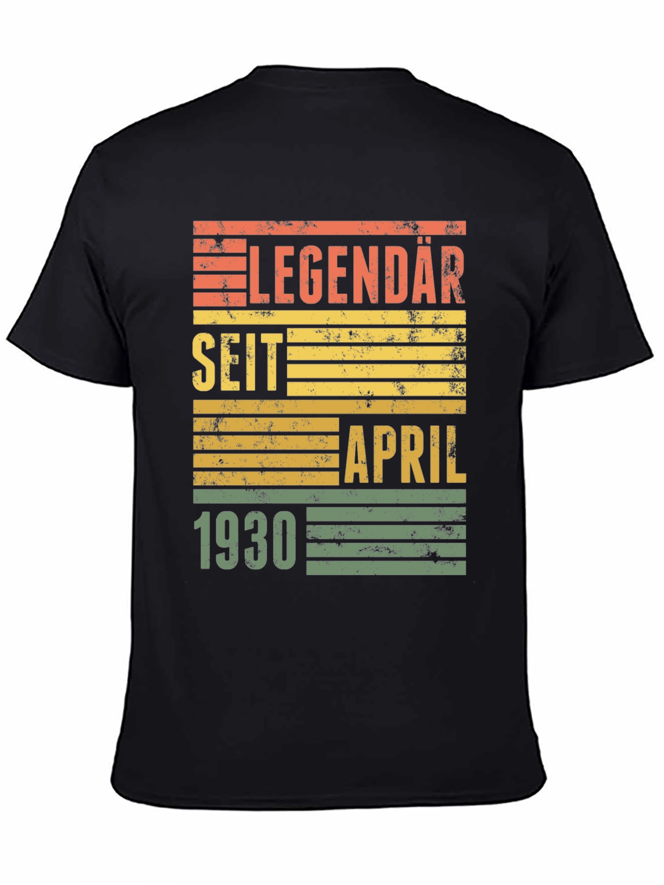 Black Legendary Since April 1930 Birthday T-Shirt view 4