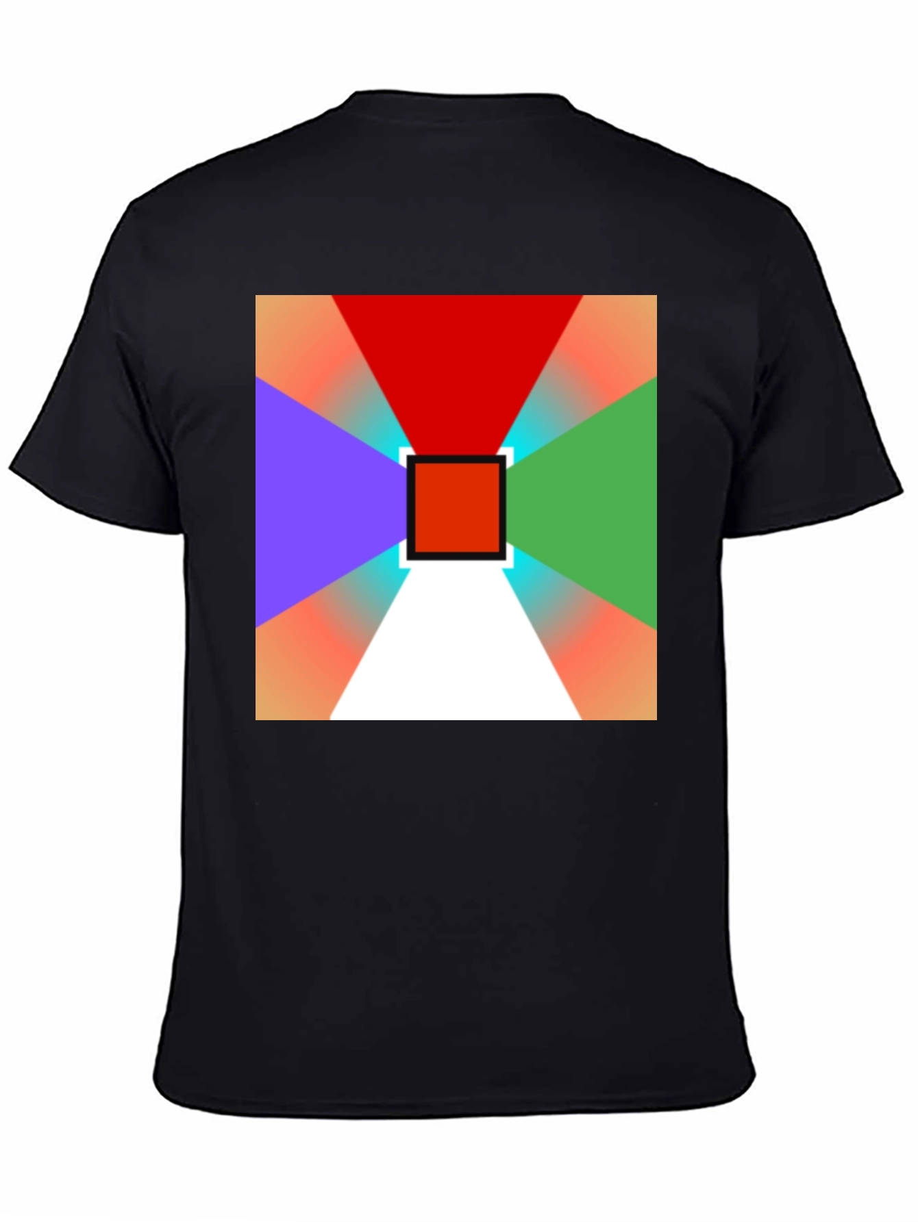 Black Geometric Prism T-Shirt: Vivid Colors, Modern Design view 4
