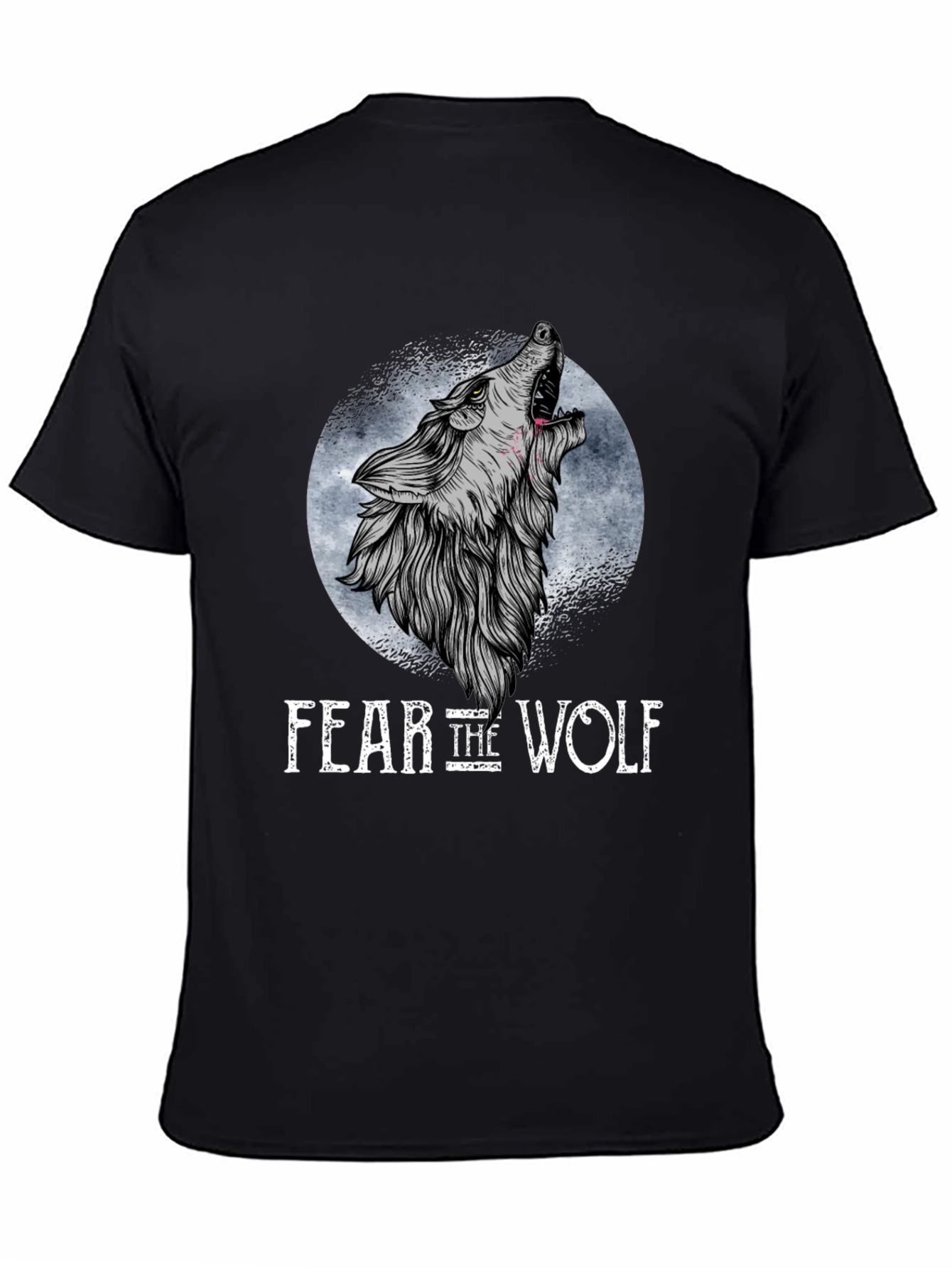 Black Fear the Wolf Graphic T-Shirt - Black Wolf Design view 4