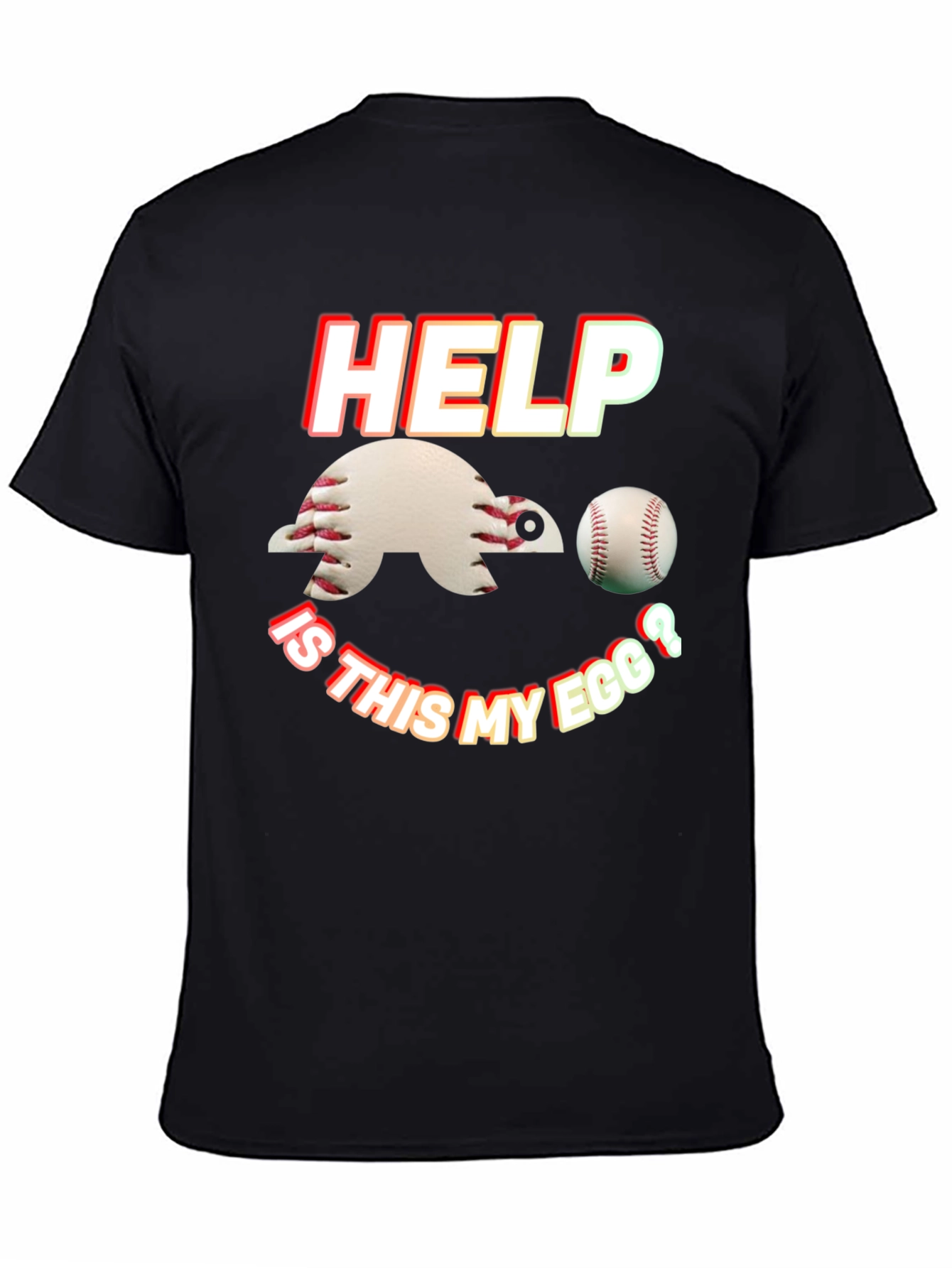 Black Baseball Turtle T-Shirt - Help, Is This My Egg? view 4