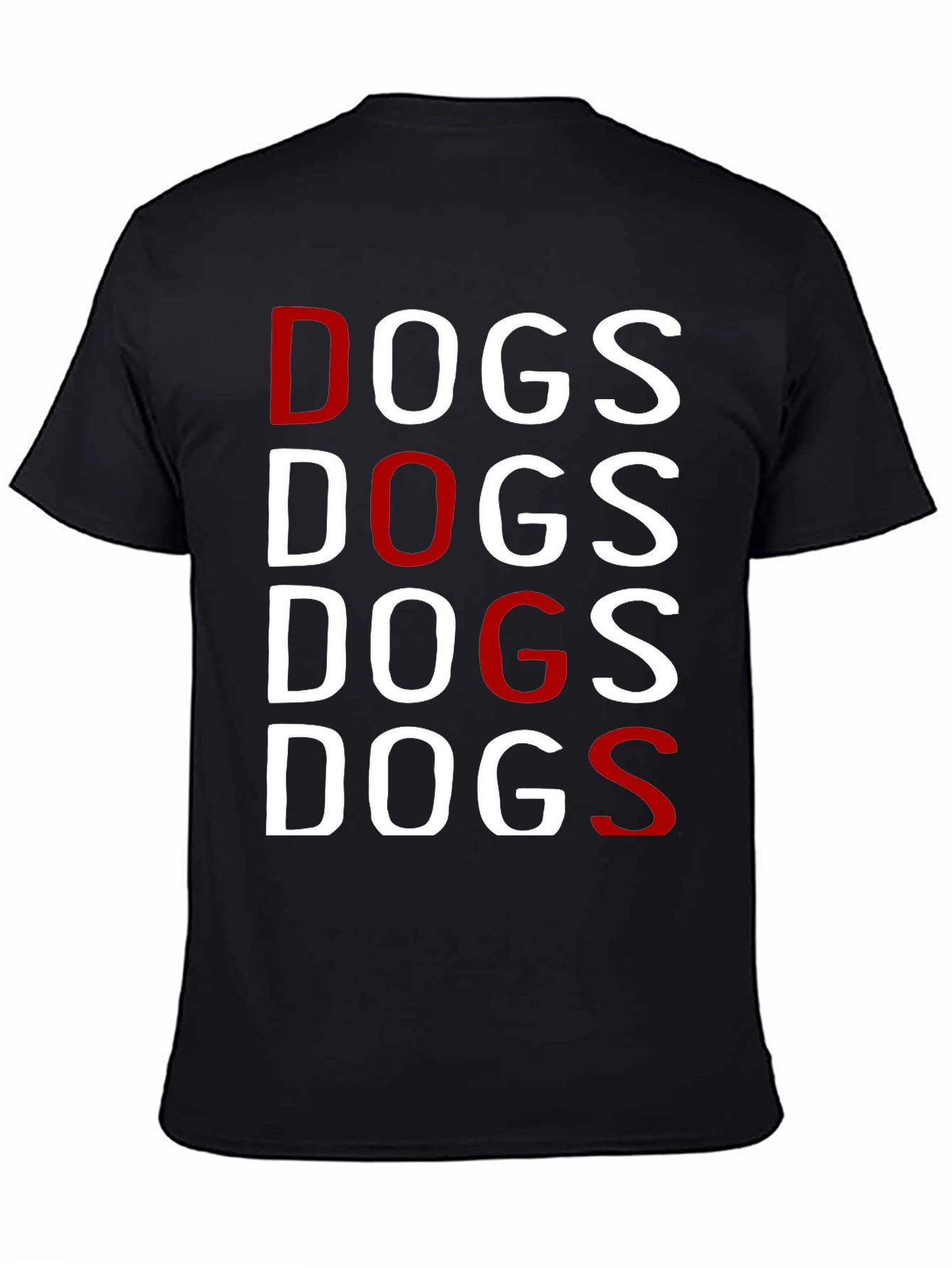 Black DOGS Graphic Tee - Black Crew Neck T-Shirt view 4