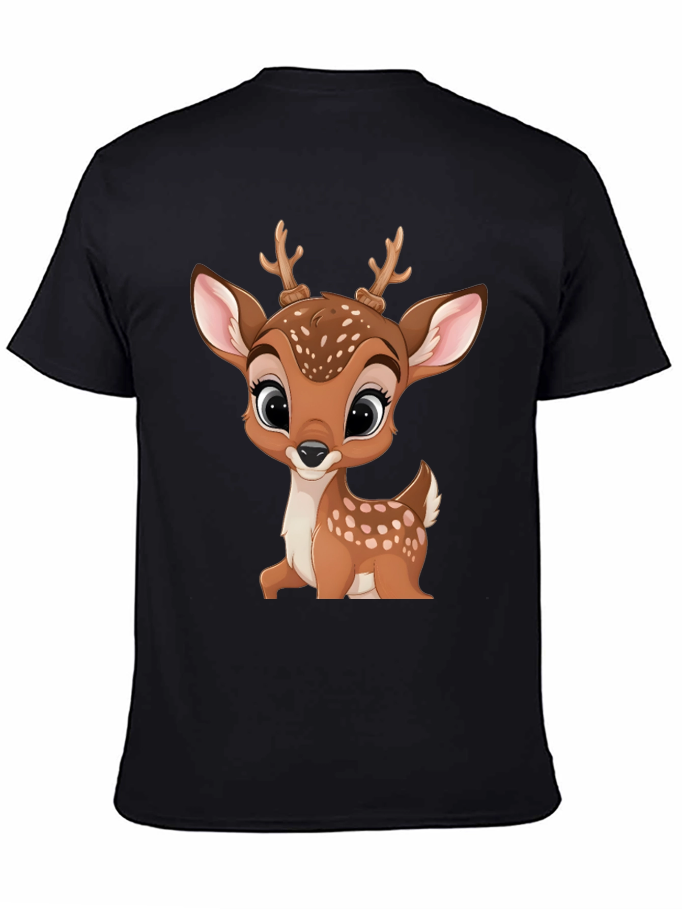 Black Cute Cartoon Deer Graphic T-Shirt view 4
